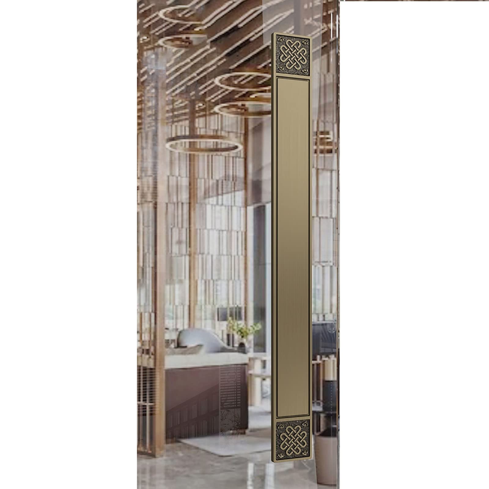 Poignée de porte coulissante bronze aluminium au design carré brossé