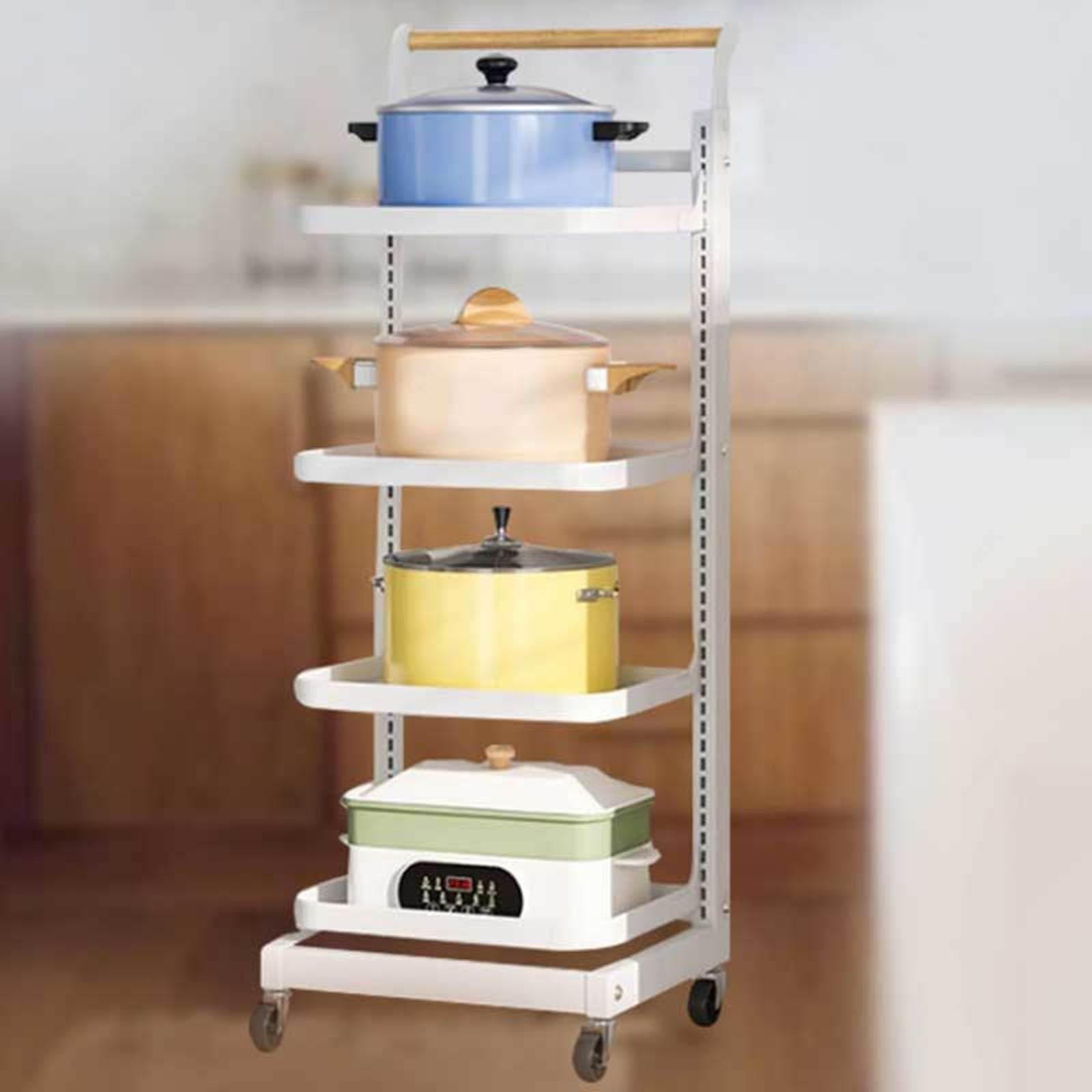 Kitchen Drawer Organizer for Saucepan Lids Cupboard Storage Pan Rack Free Standing White Shelf for Kitchen Counter 4 * 4 Boards