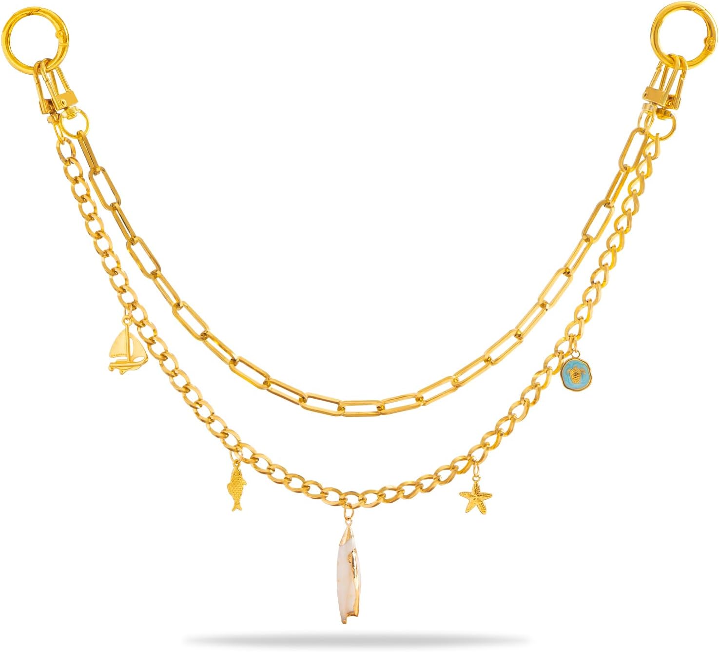 Purse Extender Chain,2 Pcs Shell Fish Bag Chain,Bag Charms for Handbags,Metal Purse Strap Extender Replacement for Crossbody Shoulder Bag Accessories Charms