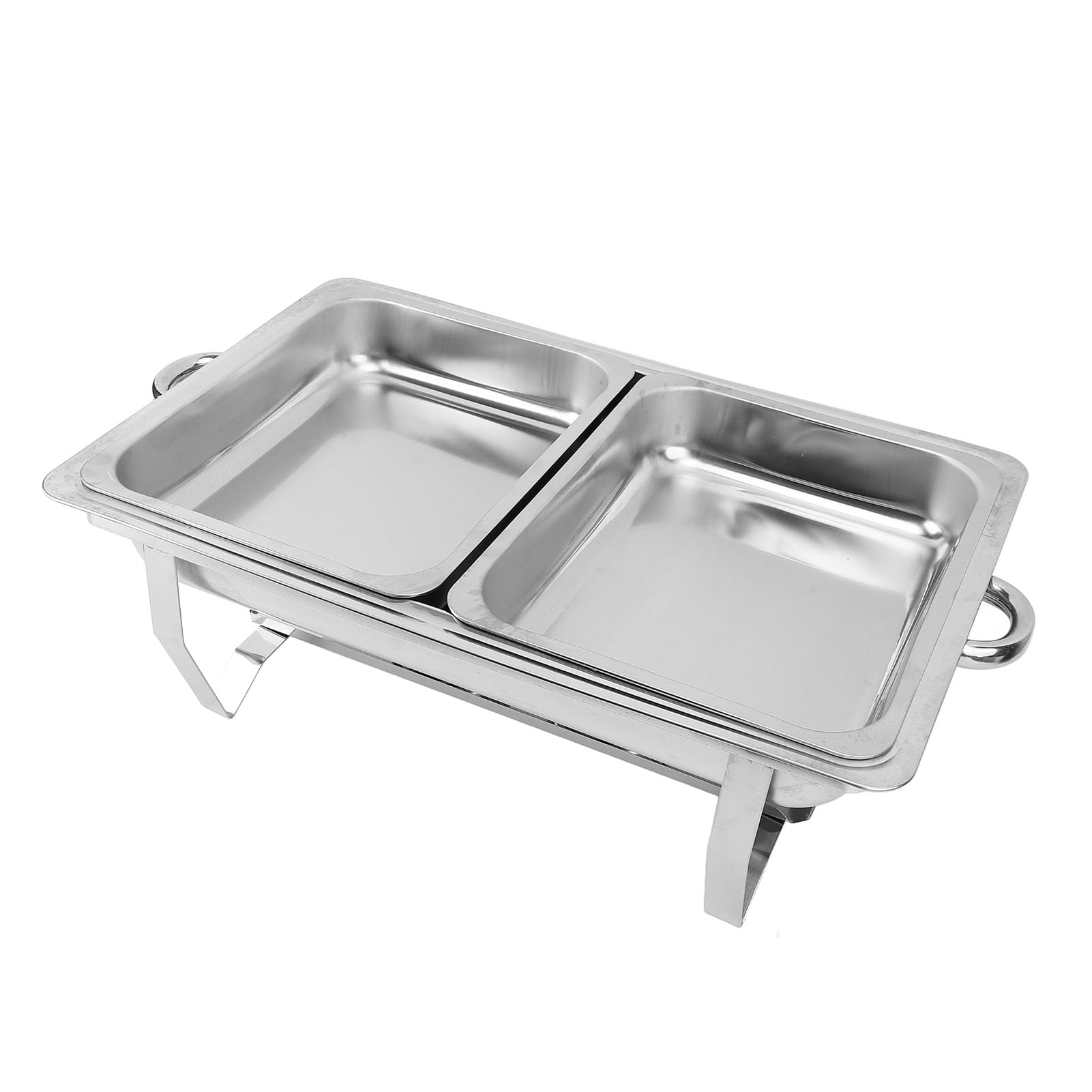 Bewinner Scaldabuffet Commerciale in Acciaio Inossidabile con 2 Scomparti per Catering, con Fornello a Etanolo, Scaldavivande Elettrico a Doppia Pentola con Isolamento a Base d'Acqua per