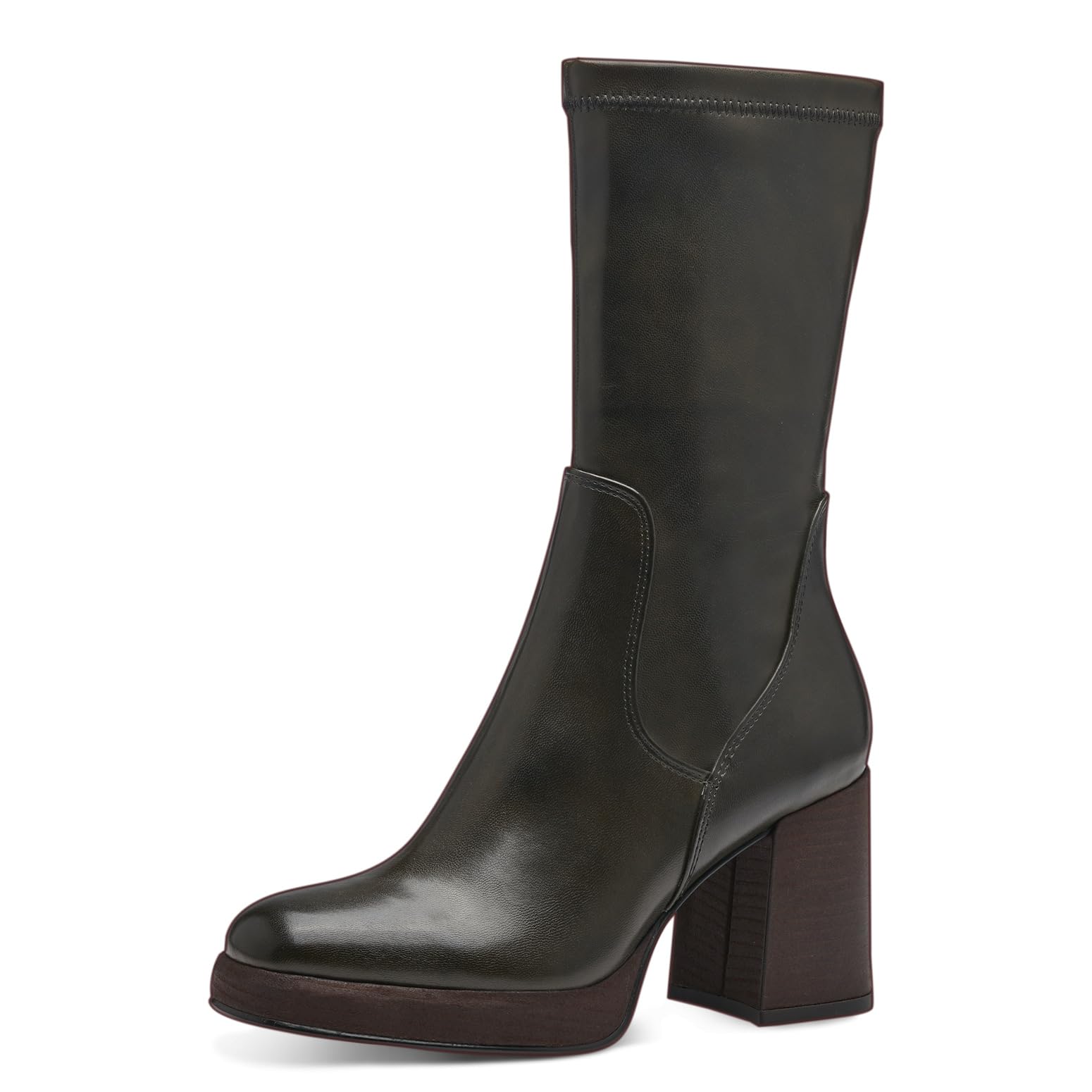 MARCO TOZZI Women's 2-25345-41 Boot Heel, Olive, 7.5
