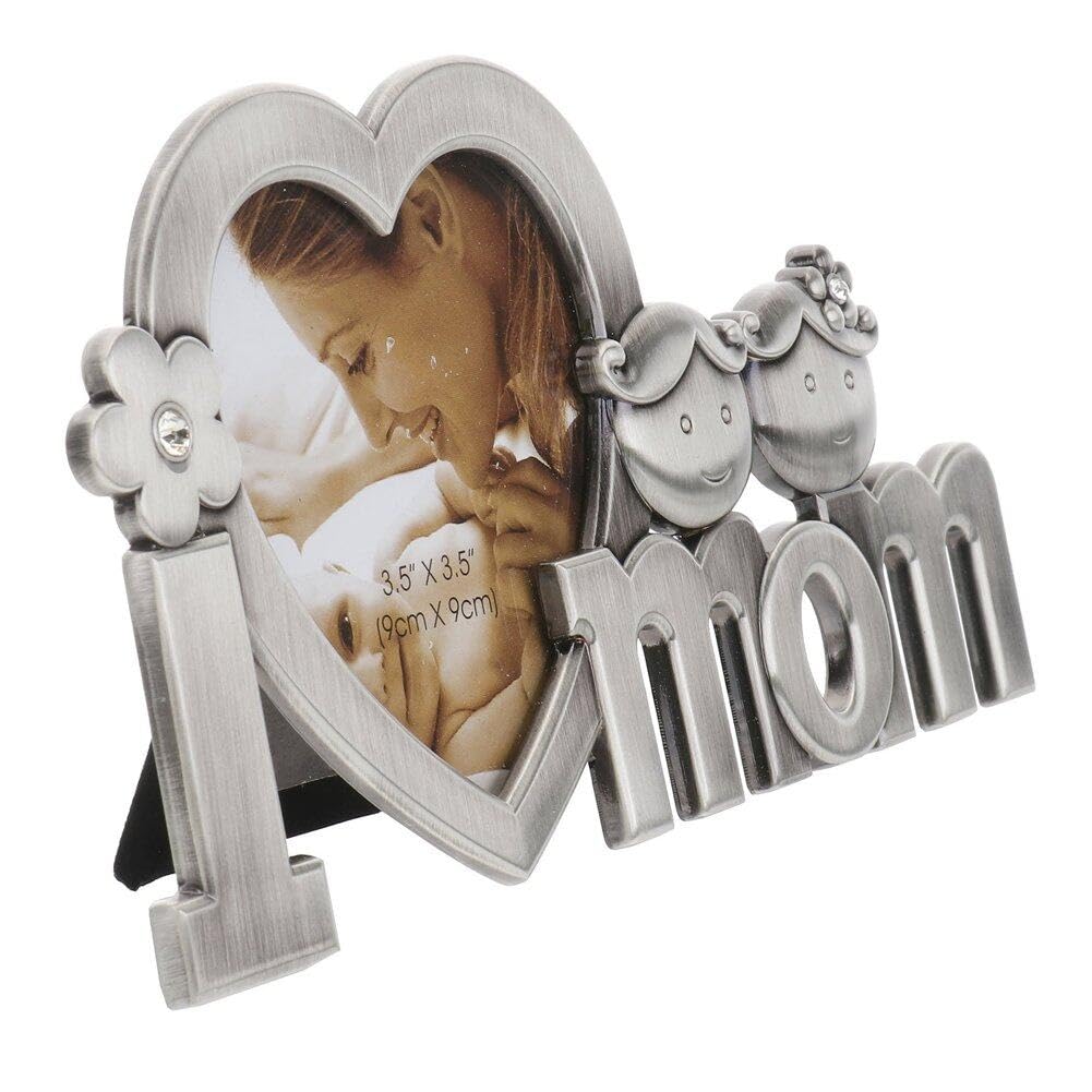 Cadre photo coeur en métal I Mom - Déco de bureau élégante