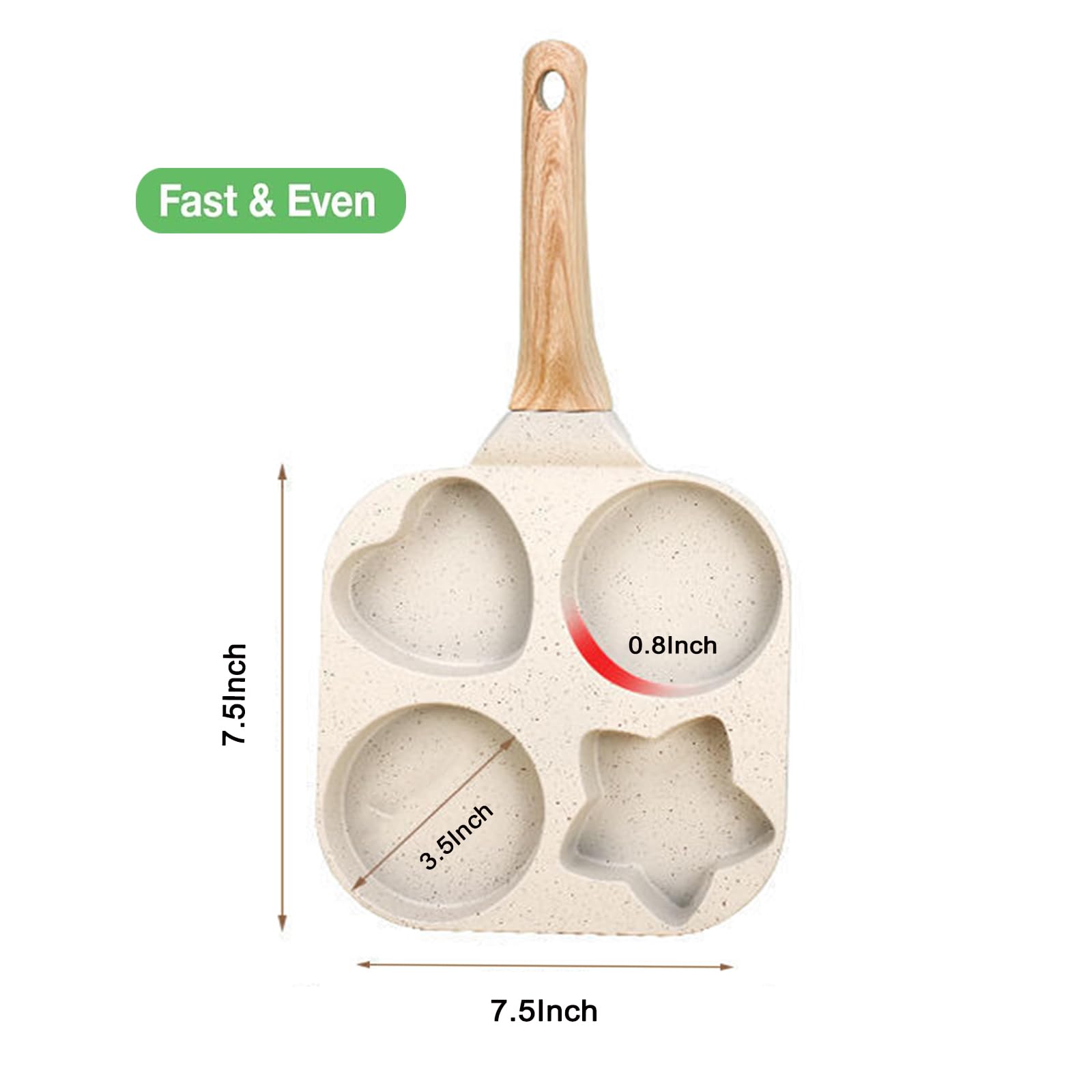 Sartén antiadherente, sartén para huevos de 4 tazas, sartén dividida antiadherente, sartén de granito saludable de 7.5 pulgadas con mango antiquemaduras, sartén de desayuno para huevos, 9