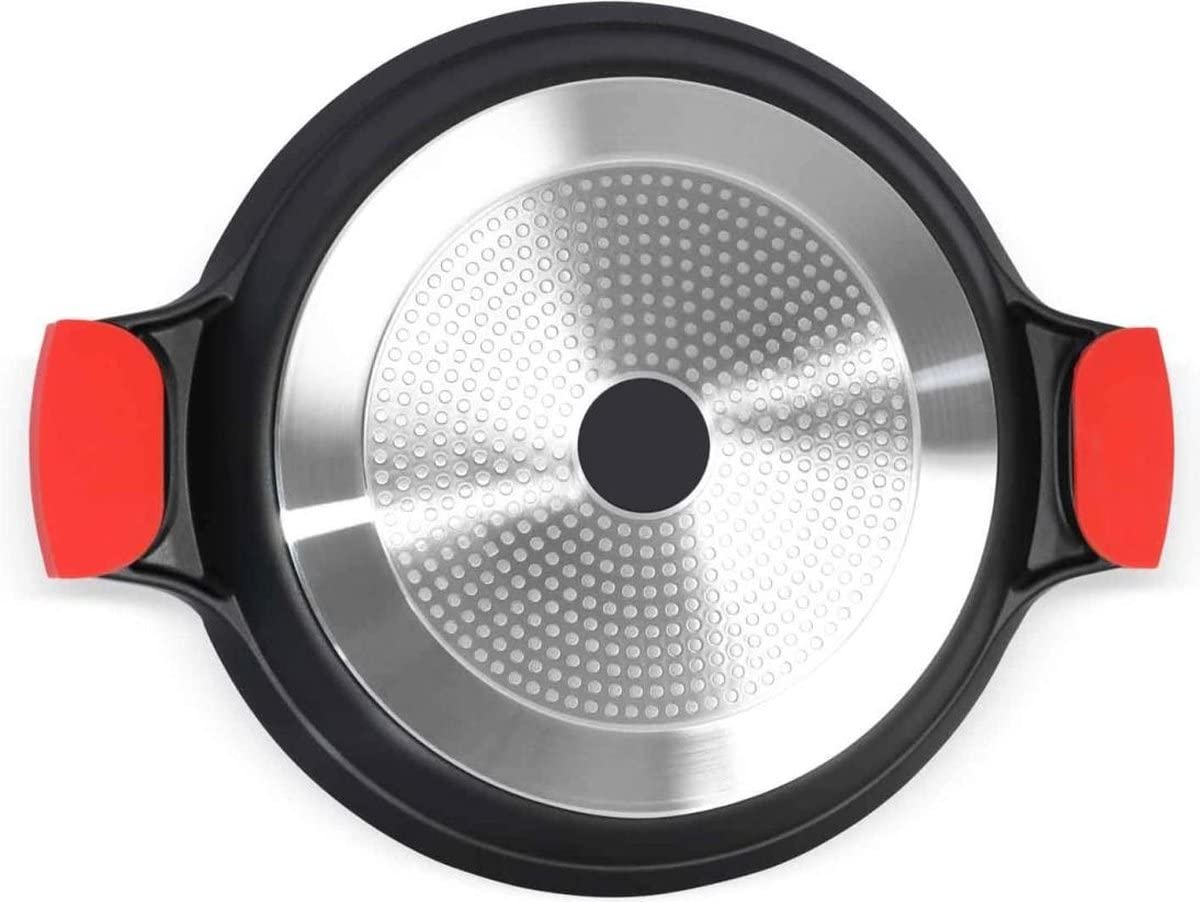 Patelnia Paella – niemiecka powłoka nieprzywierająca GREBLON powłoka marmurowa – 36 cm – do indukcji i wszystkich rodzajów ciepła – ze zdejmowanymi silikonowymi uchwytami.