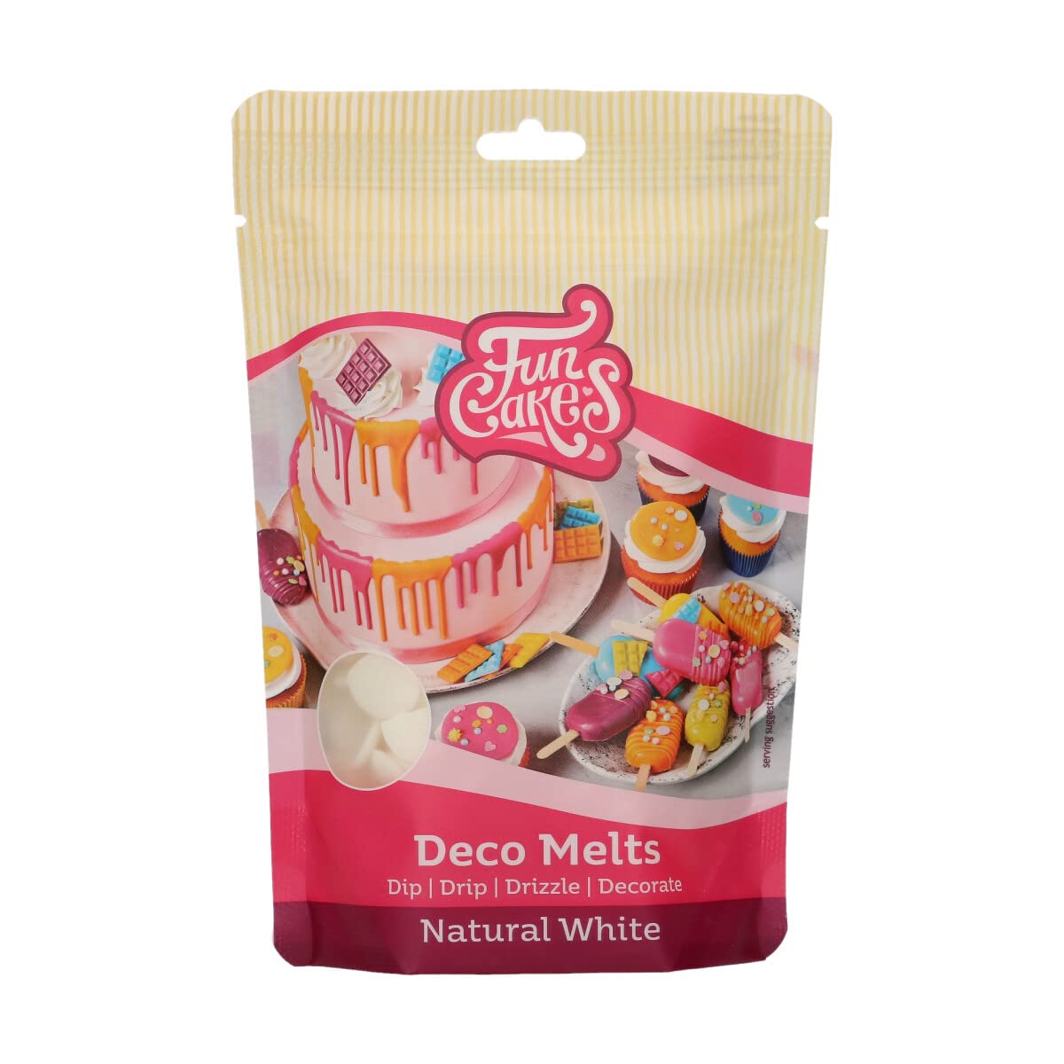 FunCakes Deco Melts natürliches Weiß - Tauchen, drippen, dippen und dekorieren! In der Mikrowelle schmelzen und in jede Form gießen, 250 g