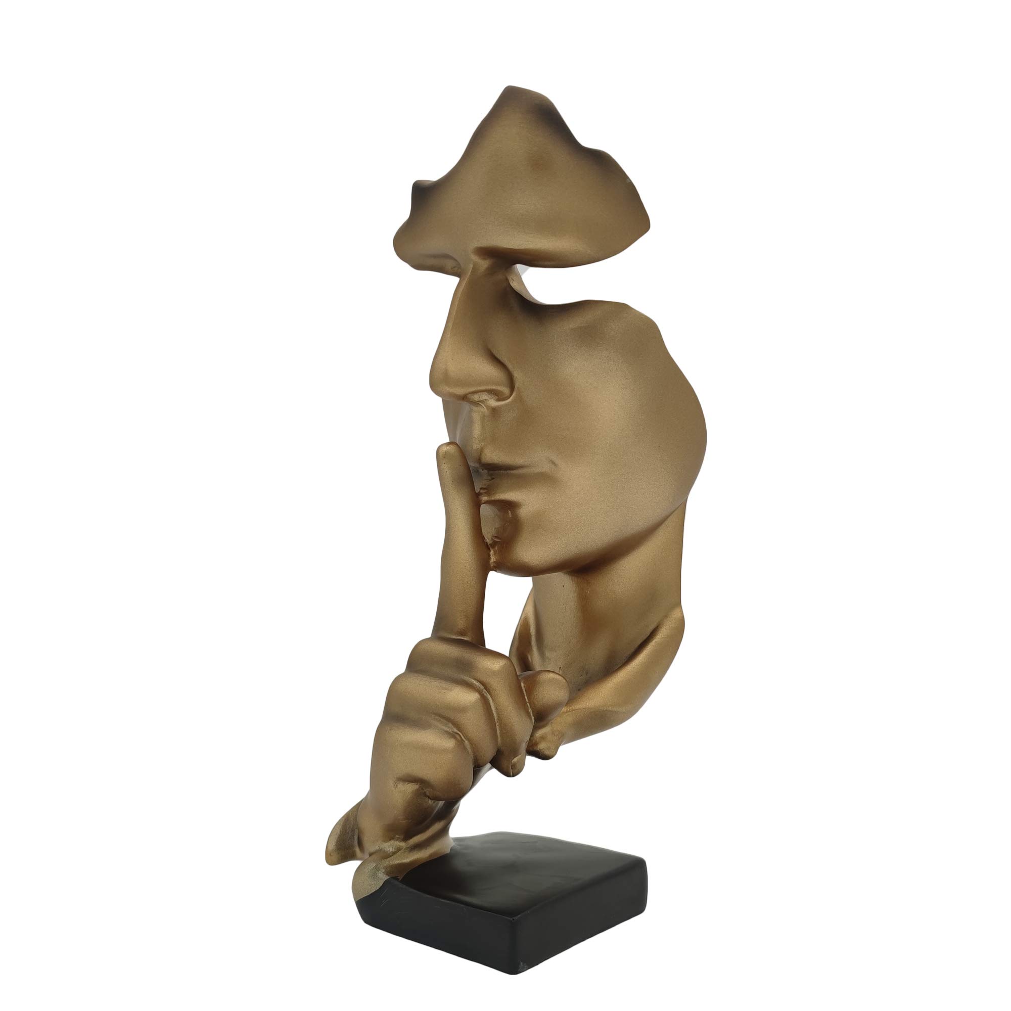 Office Decoration Silence is Gold Thinker Statue Sculpture Ornaments Resin Craft Elegant Home Decoration Creative Abstract Ornament Thinker Statue Ornament (Gold)