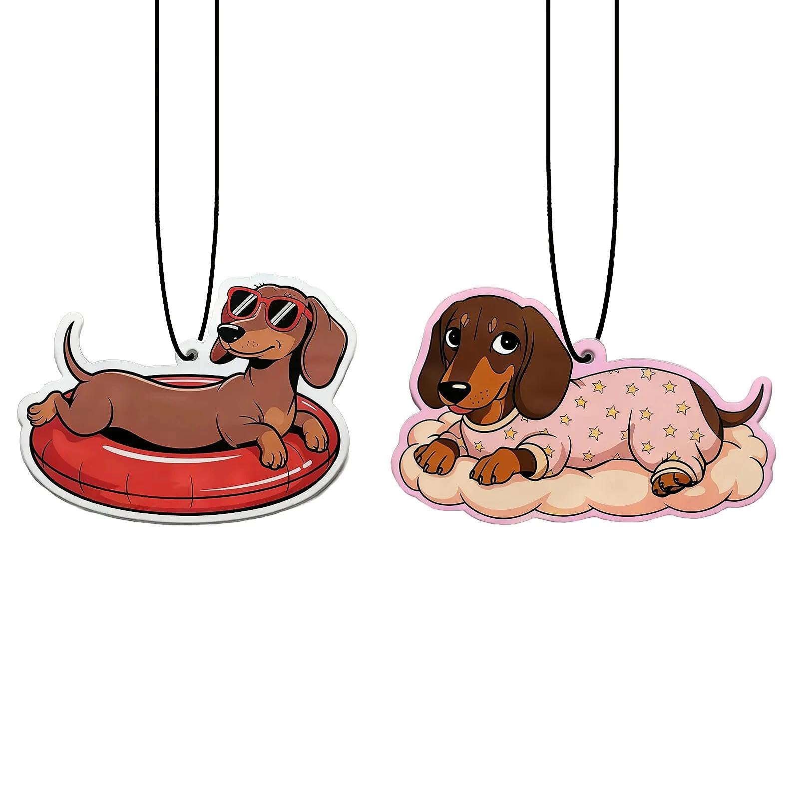 2 Stück Duftbaum Auto Lustig, Einzigartig Dackelmuster Auto Lufterfrischer, Cute Car Air Freshener, Praktisches Kraftwagen Zubehör, Perfekt Dackel Geschenke für Liebende