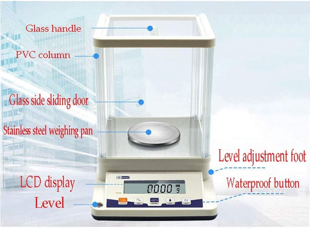 Báscula Digital LCD de Laboratorio, 0,001 g, balanzas analíticas de precisión, básculas para joyería, Escuela, Impermeable, Color Blanco, para el hogar