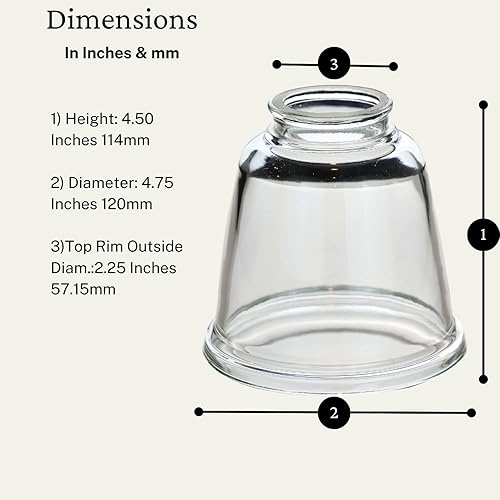 Miniatura 6 de LIGHTACCENTS Cubiertas de luz para ventilador de techo de vidrio transparente  Juego de 4 cúpulas transparentes de repuesto para lámparas de techo