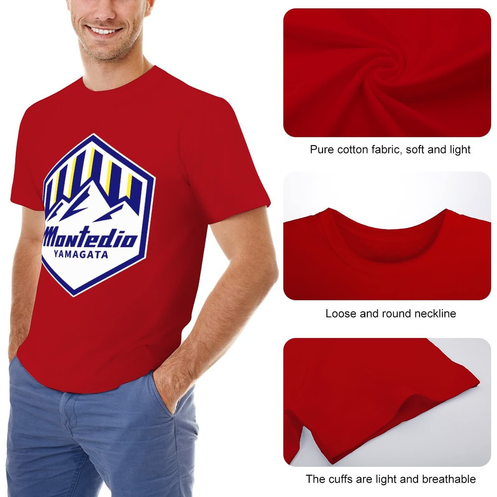 Amazon.co.jp: モンテディオ山形 半袖Tシャツ 綿100% 柔らかい