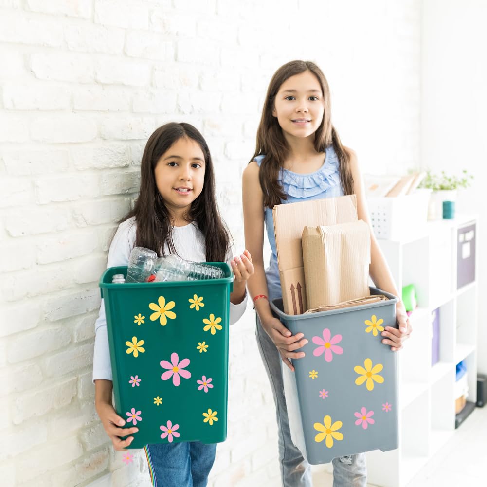 Wheelie Bin Stickers Daisy Stickers, 4 Sheets Self-Adhesive and Waterproof Flower Sticker for Car Fridge Bins Wall Outdoor Indoor Decorative Decal - Image 2