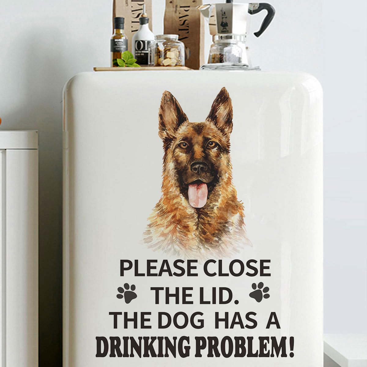 Funny Dog Toilet Lid Decal Sticker - Removable Vinyl Bathroom Humor Sign, 'Please Close The Lid The Dog Has Problems'