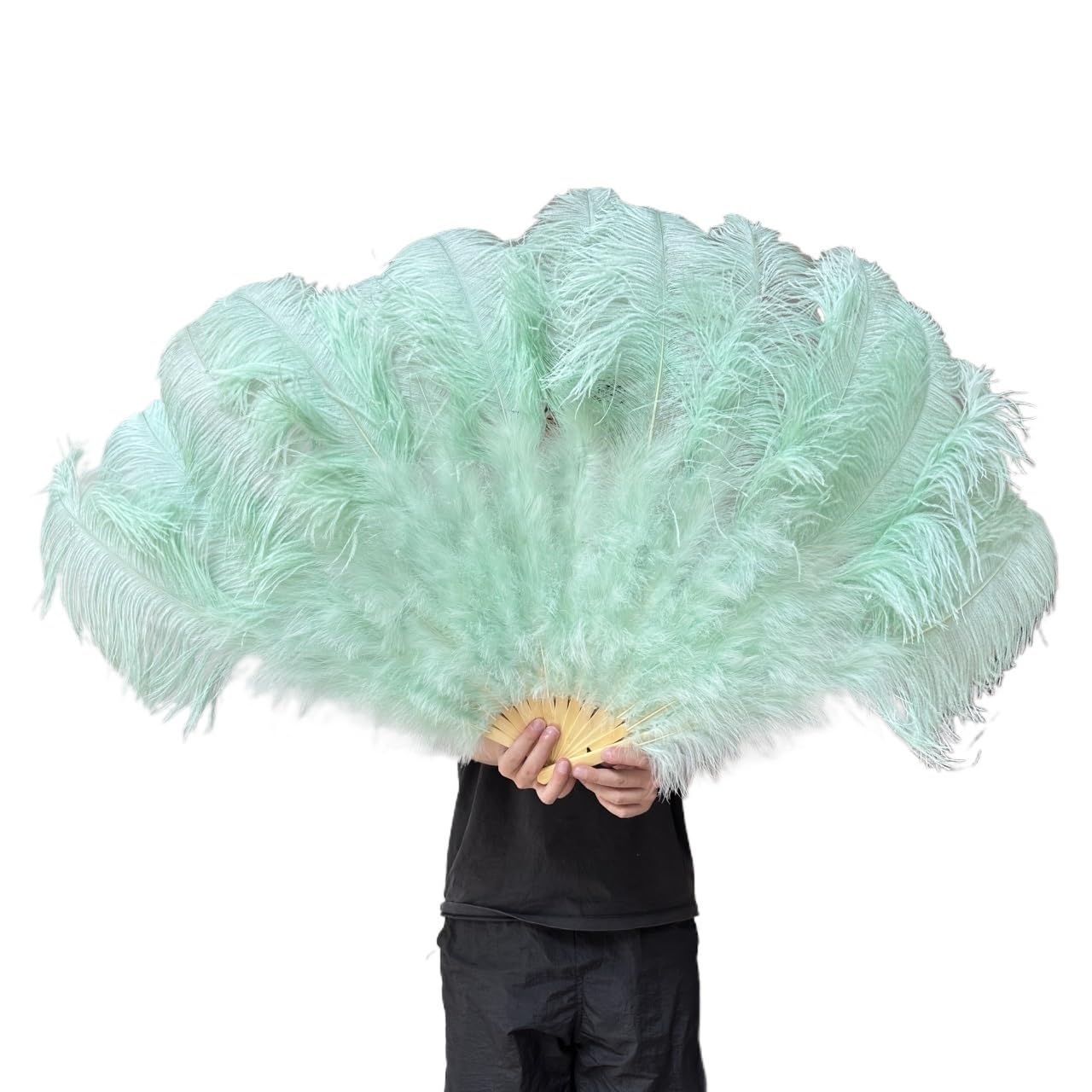 CIGPKLO Feather Dance Fan Big Feathers Fan 13Bone 100CM 130CM Hands Held Folding For Party Carnival Dance Performance Decoration