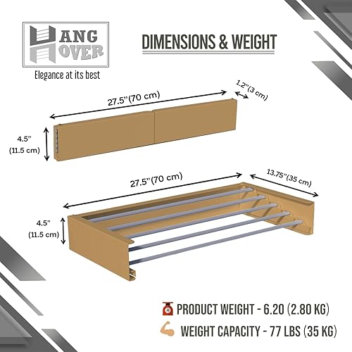 Miniatura 3 de TCO ADVENTURES Estante de secado de ropa - Mediano  un elegante gancho montado en la pared  Ahorro de espacio plegable de acero inoxidable con