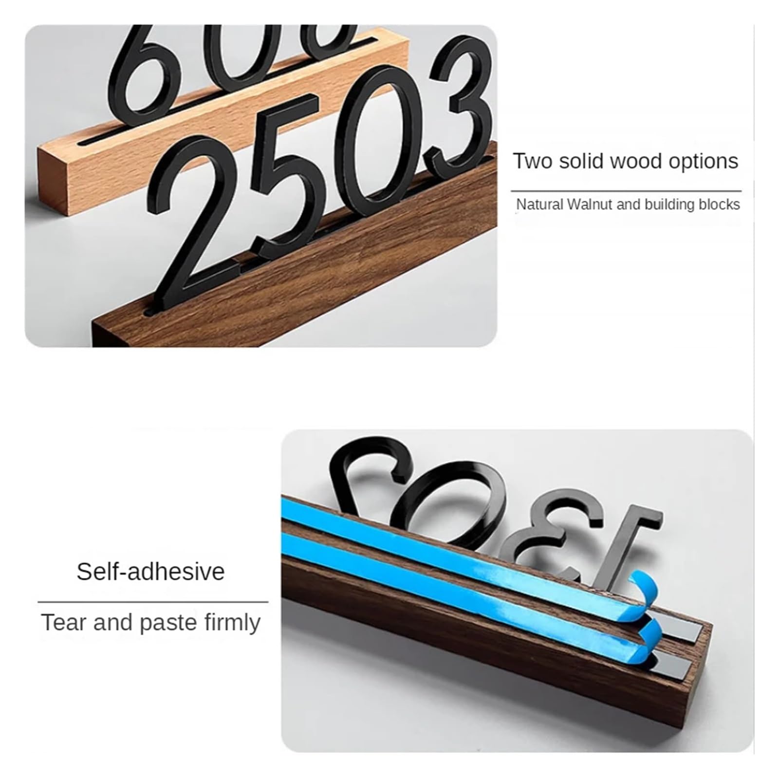 Targhette con il numero civico, Targa con numero civico personalizzato in legno acrilico multicolore 25x8,5 cm for la camera della villa dell'hotel(E)