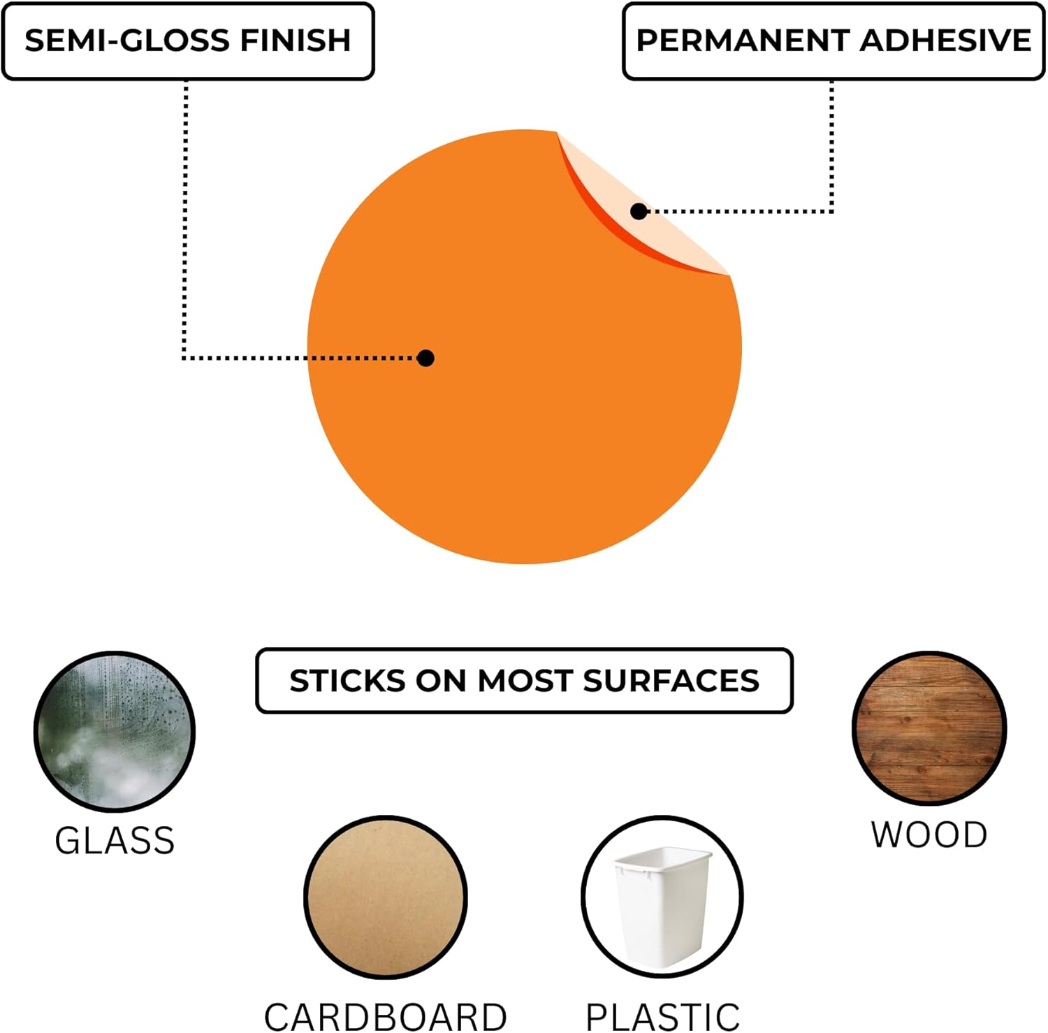 ChromaLabel 2 Inch Round Orange Stickers, Permanent Dot Stickers, Color Coding Sticky Dots, 500 Colored Labels per Roll