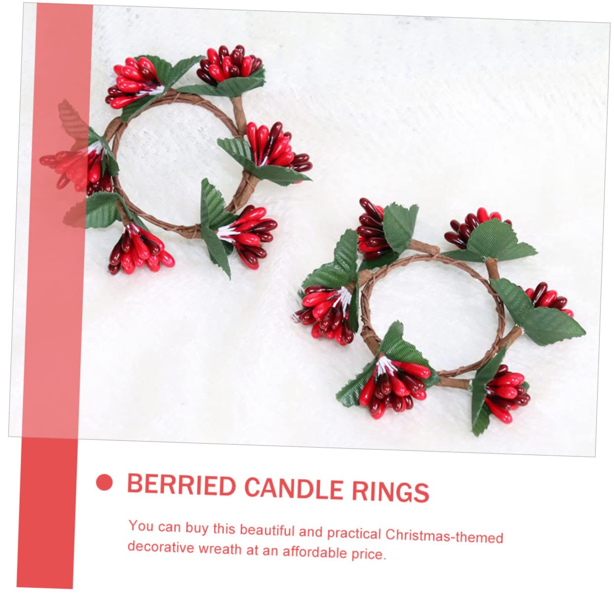 TOPBATHY 40 Piezas Anillo de Vela navideños Christmas decoración de artículos para el hogar Anillos de servilleta de Navidad Guirnalda decoración hogar Adorno de Navidad Rojo