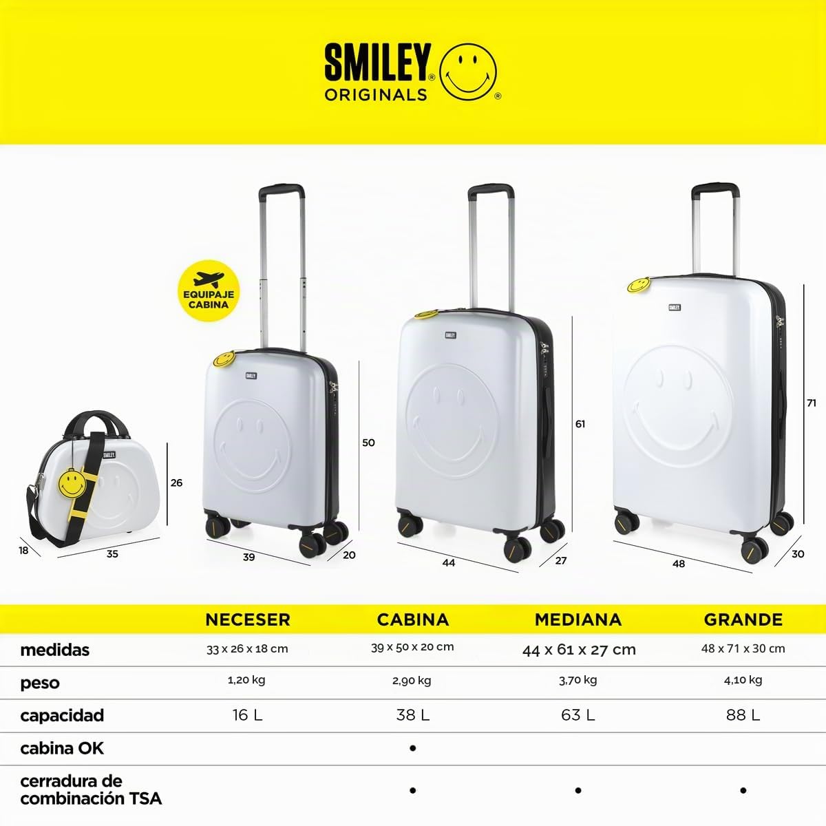Maletas Grandes De Viaje Rígidas Ligeras con 4 Doble Rueda 360° Candado de