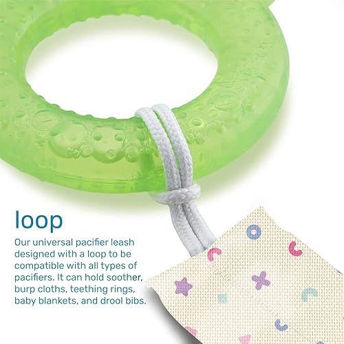 Miniatura 4 de Enovoe - Clip para chupete  Paquete de 6 clips para chupete  Elegante anillo de dentición para bebés niños y niñas  Rosa