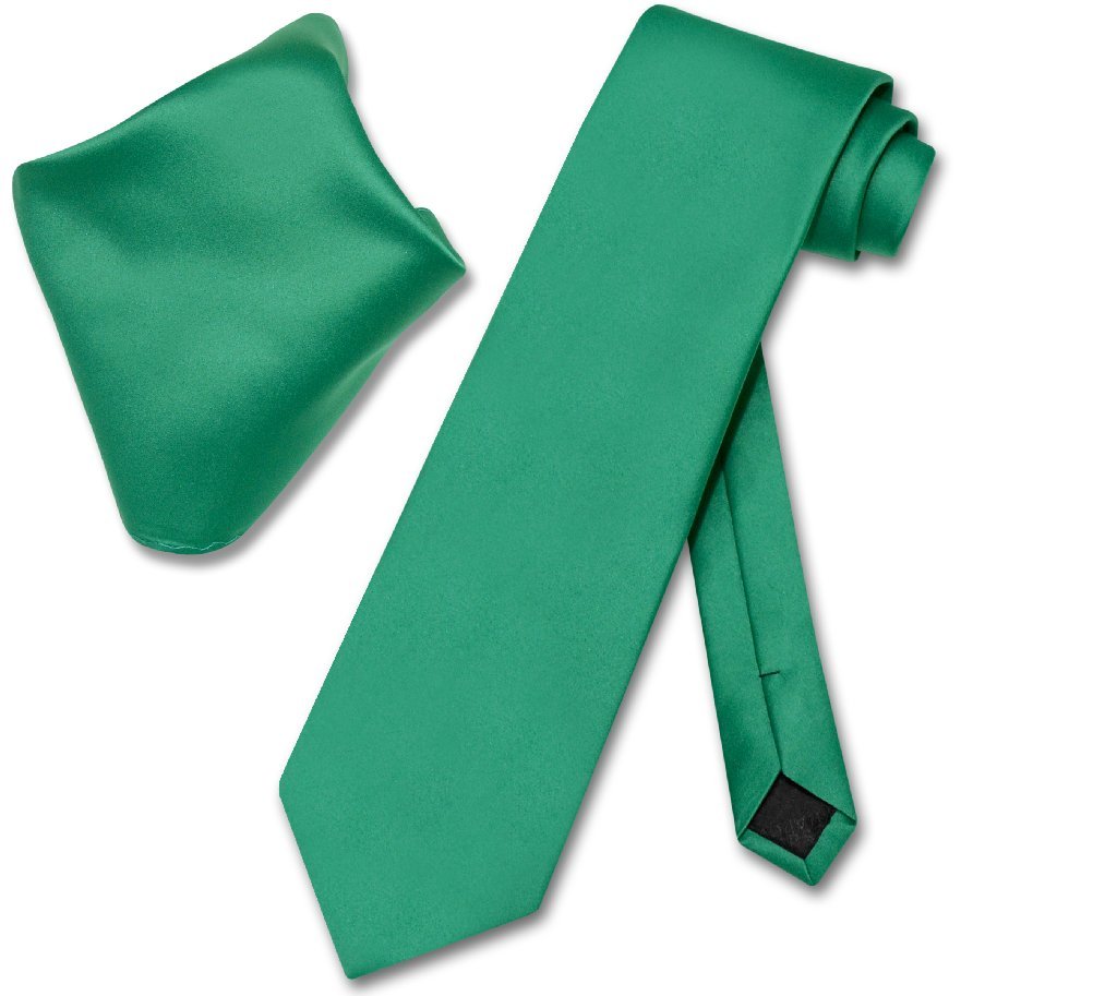 Vesuvio Napoli Solid Color NeckTie &amp; Handkerchief Pocket Square Men's Neck Tie Hanky Set