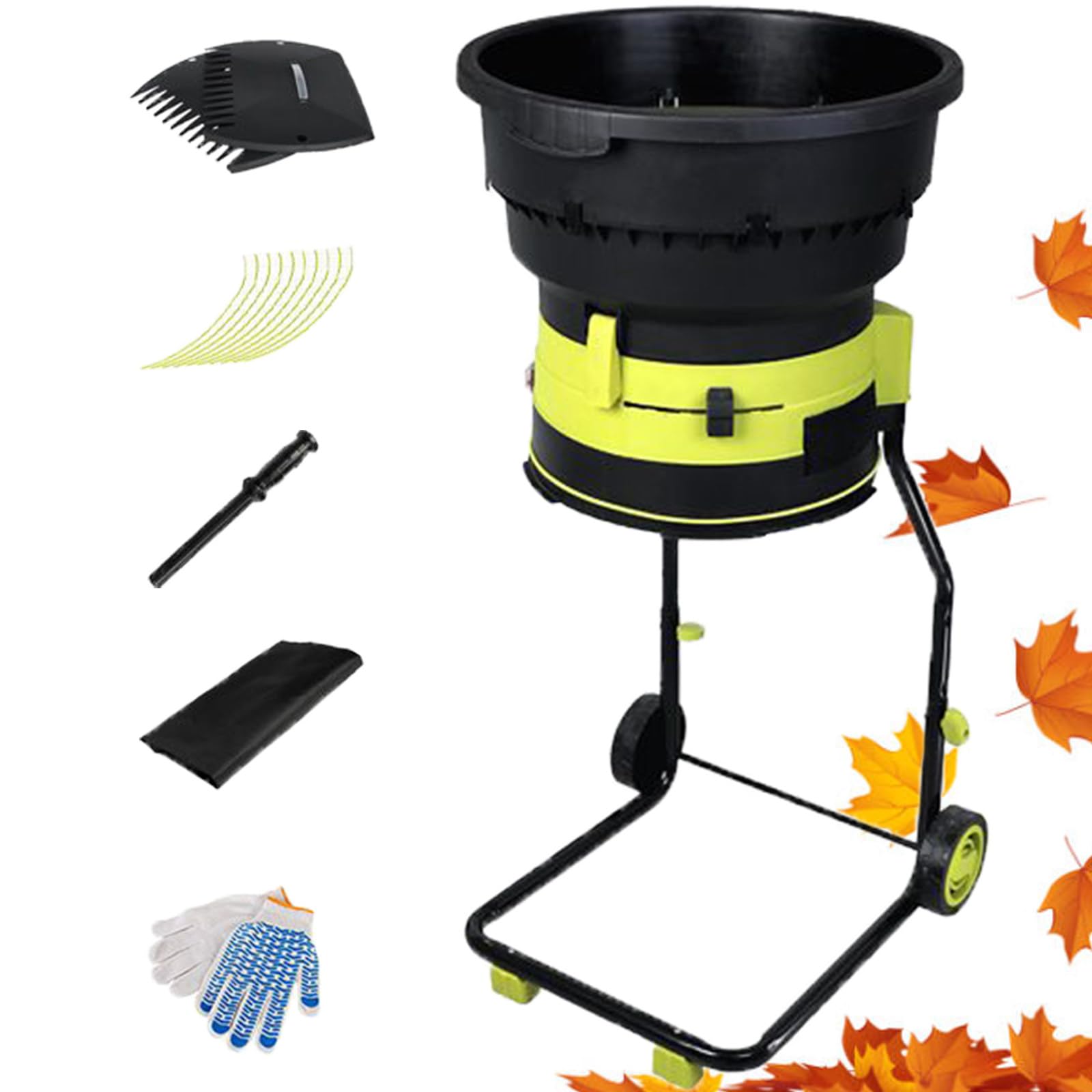 2500 W Trituradora De Hojas Eléctrica,,Trituradora 8000 Rpm 10mPowerCord | Trituradora De Hojas Sin Cuchilla, Para Hojas,Césped Y Recortes Jardín,tritura hasta 55 galones por minuto