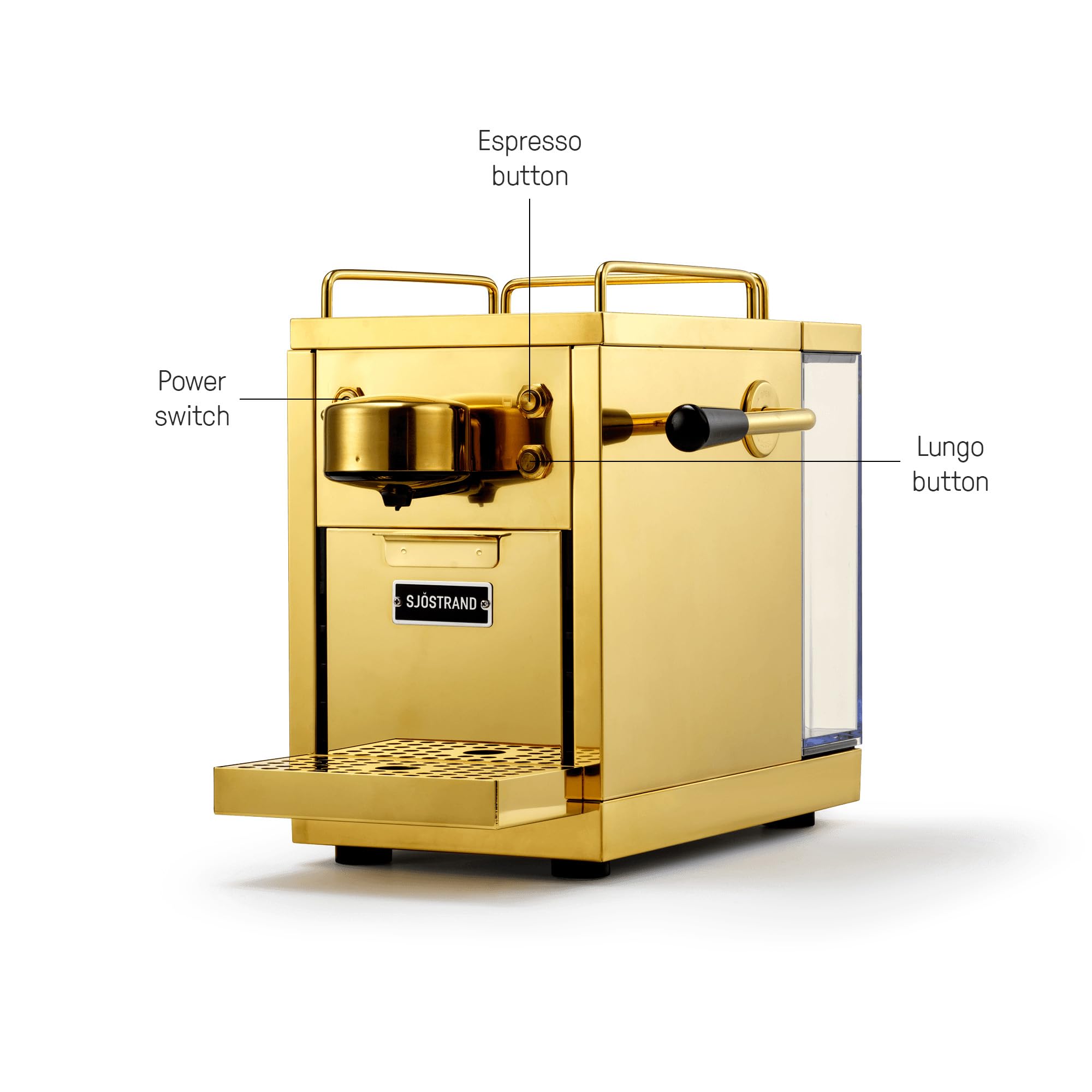 Sjostrand máquina de café en cápsulas, compatible con Nespresso, acero inoxidable, oro