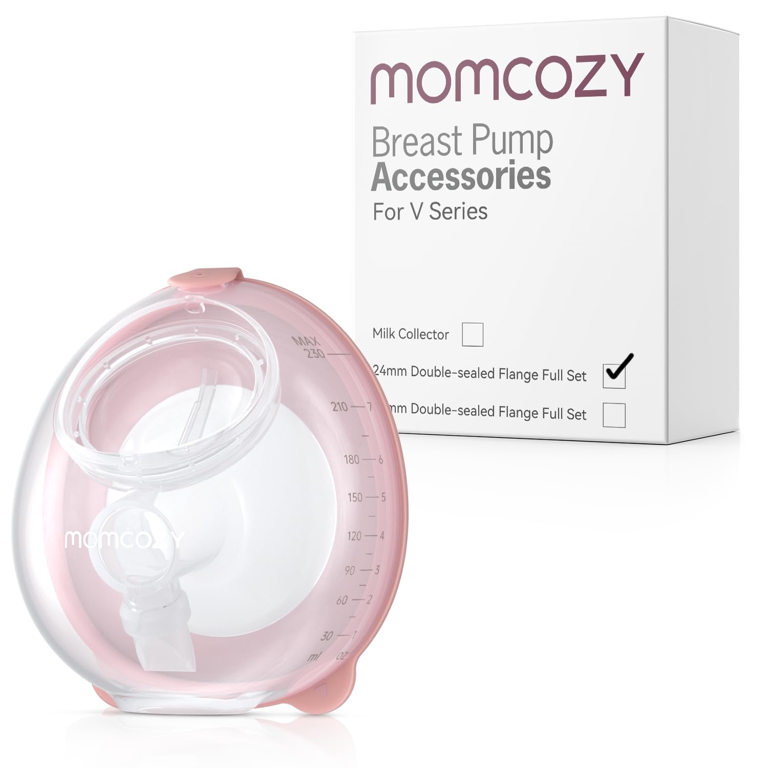 Momcozy Full Set Collector Cup Only for Momcozy V1 Pro/V2 Pro. Original V1 Pro/V2 Pro Breast Pump Replacement Accessories, 1PC (Max 7.8oz, with