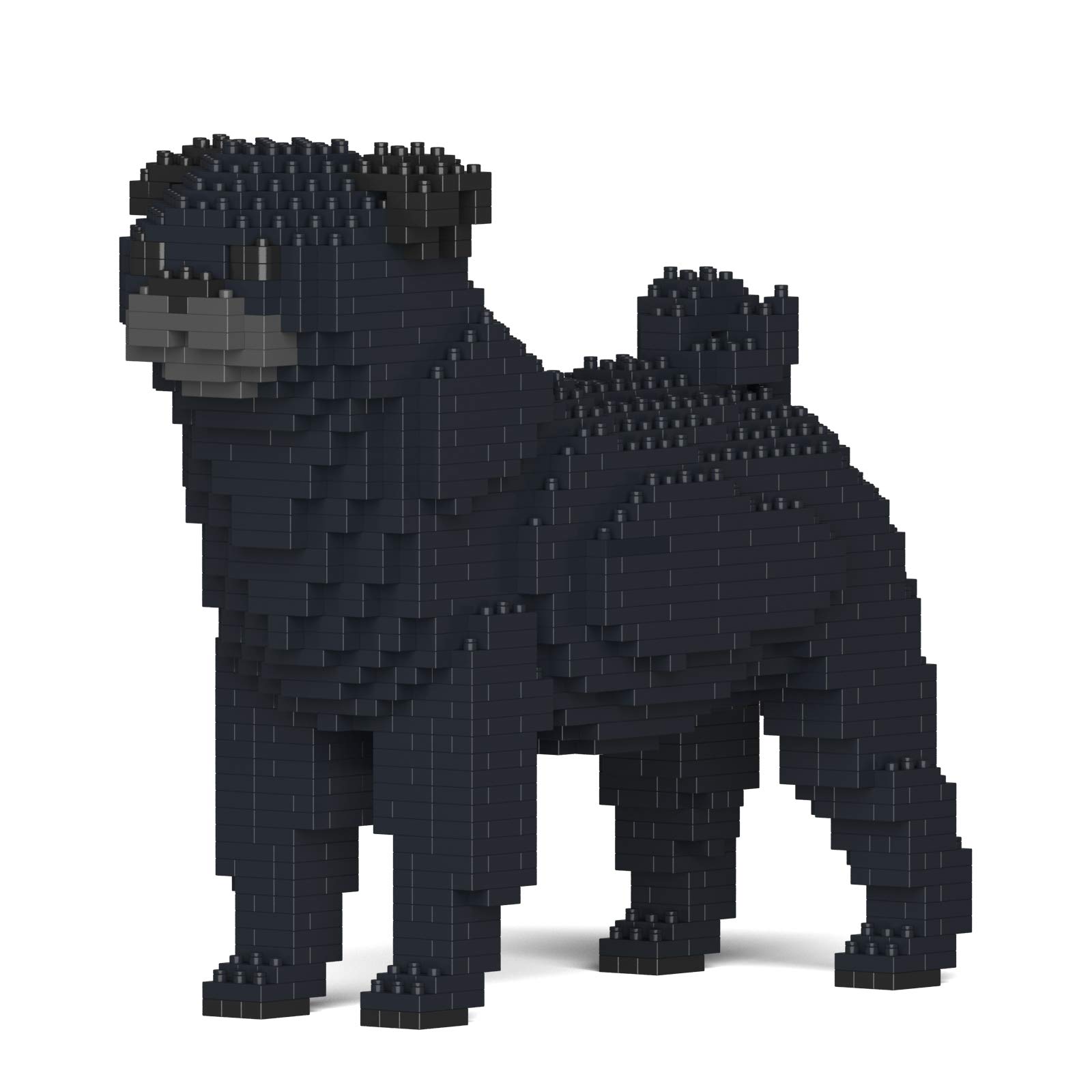 Assembled JEKCA Pug model showing dimensions: Length 25.0cm, Width 9.4cm, Height 21.3cm.