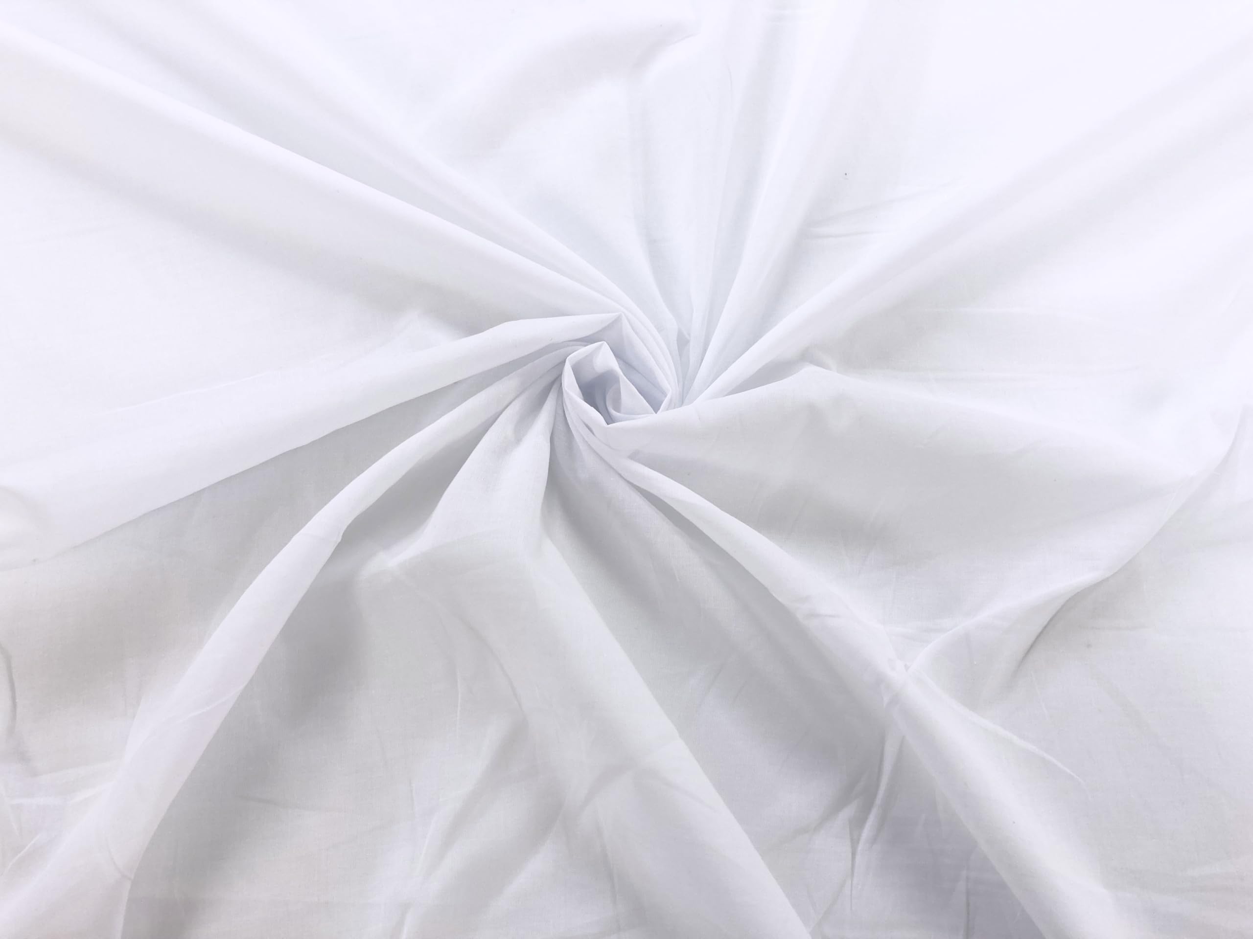 Plain Cotton Lawn Fabric Fine Lightweight Summer Lining and Dressmaking Material Sold by the METRE (White, Metre - 100cm x 150cm)