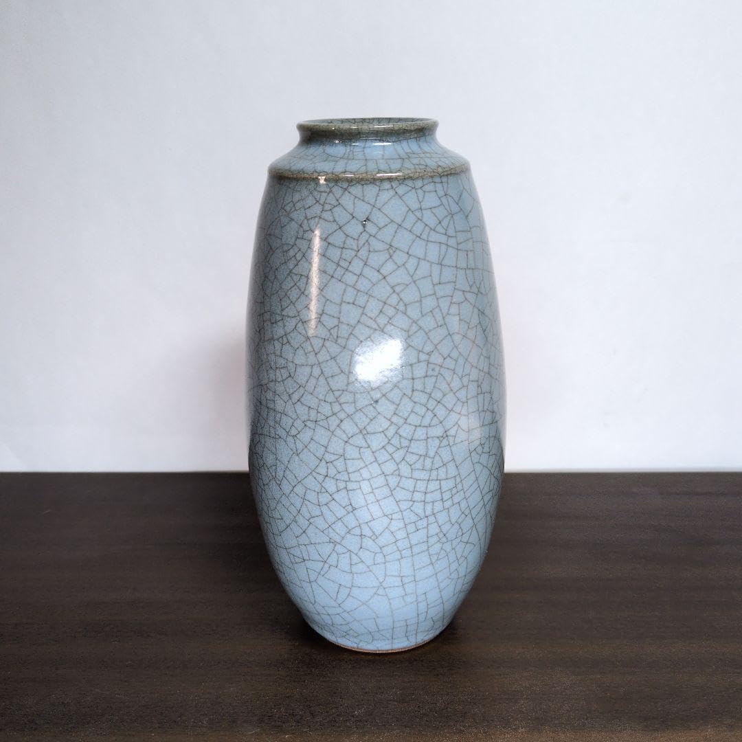 人間国宝 中島宏 造 青瓷 花瓶 高さ約34cm 人間国宝 中島宏 造 青瓷