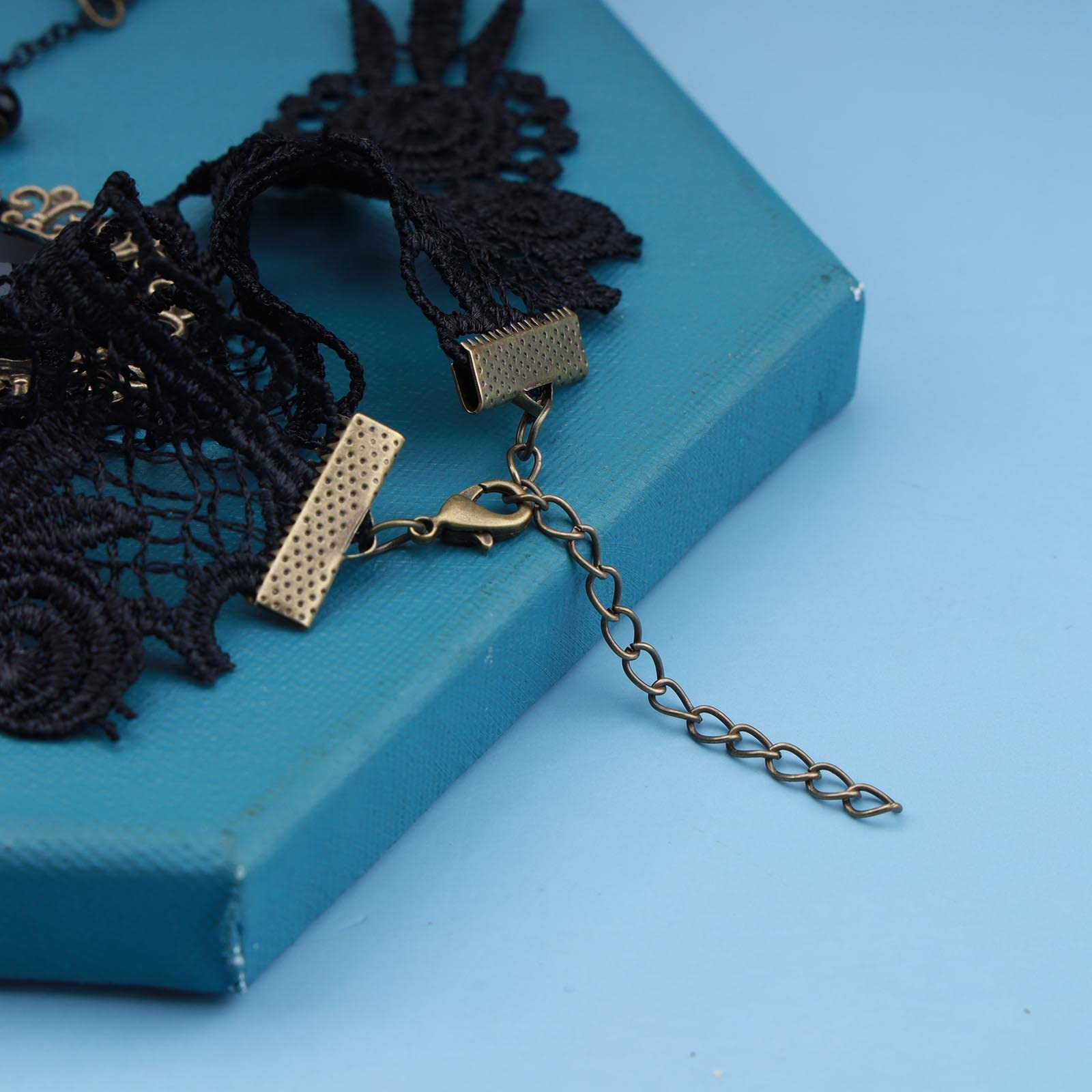 Yienate Armband kant gothic ketting vingerarmband kristal zwarte armband kant tattoo armband slave ketting pols dainty lace harnas ketting hand armband kant vintage voor vrouwen meisjes