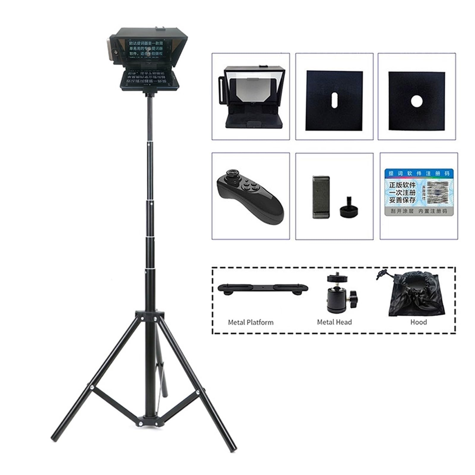 Teleprompter, Tragbarer Teleprompter for Smartphone-DSLR-Aufzeichnung von Live-Übertragungen, Inscriber-Teleprompter-Artefaktvideo mit Fernbedienung, Online-Lehre Live-Streaming(Kit 5)