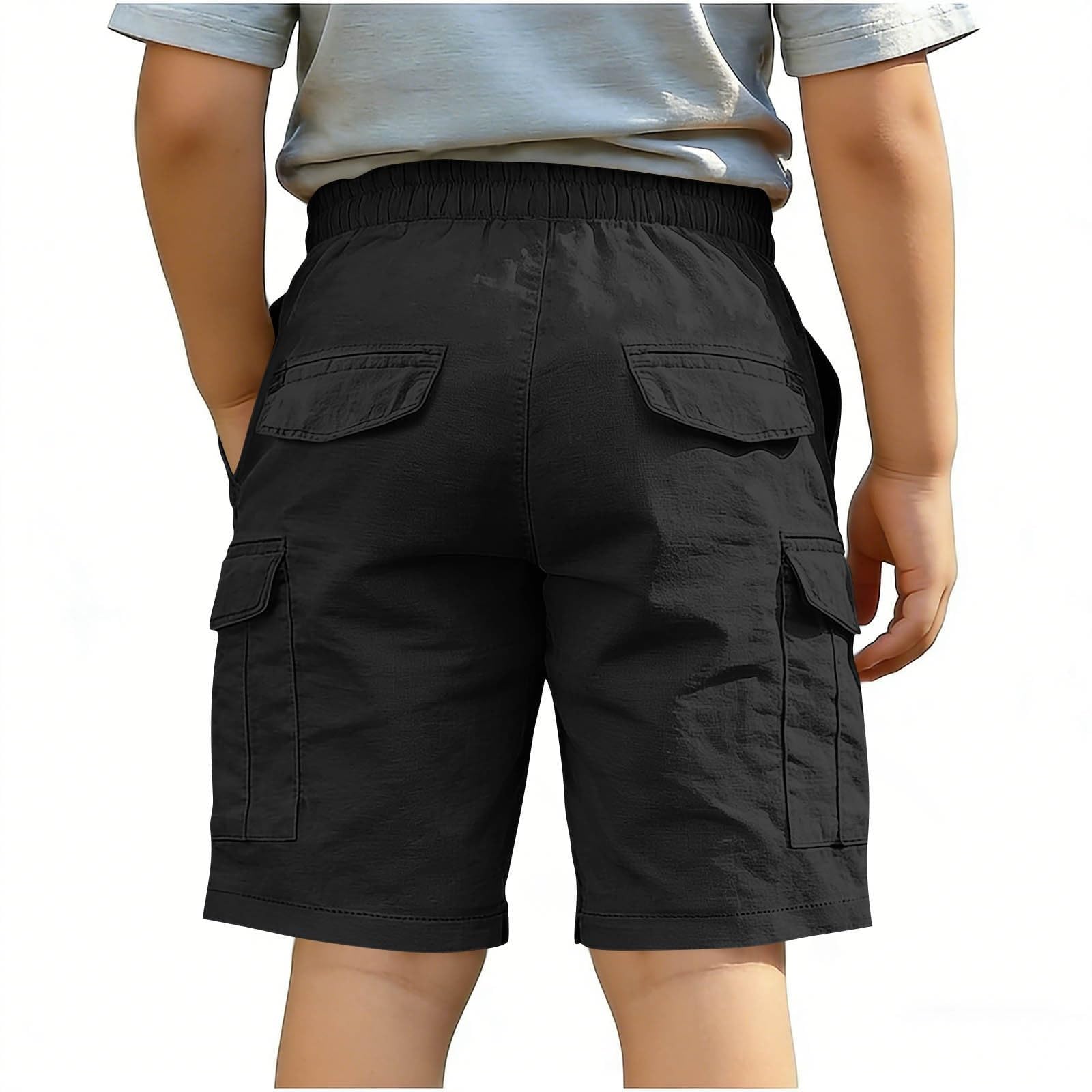 Pantalones Cortos de Lino para Niño, Bermudas Cargo Casuales para Otoño y Verano, Ropa de Moda para Juego al Aire Libre, Pantalón Suave y Transpirable n25