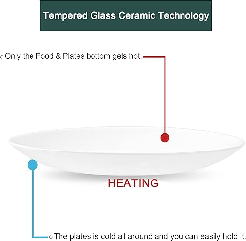 Miniatura 5 de KITOECOFR Juego de platos de cena de 8 piezas resistente al vidrio de triple capa y a las astillas ligero juego de platos redondos de 106 pulgadas