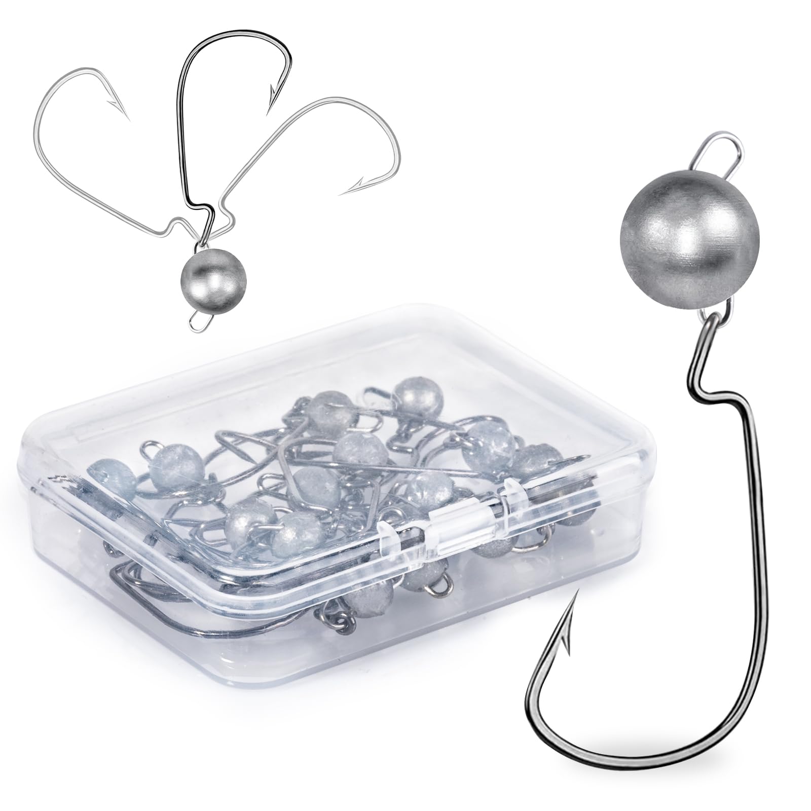 UNYLE Jig Heads,Weighted Texas Rig Hooks,Weedless Swimbait Jig Heads for Bass Fishing,Football Jig Head Offset Fishing Hooks for Freshwater Saltwater