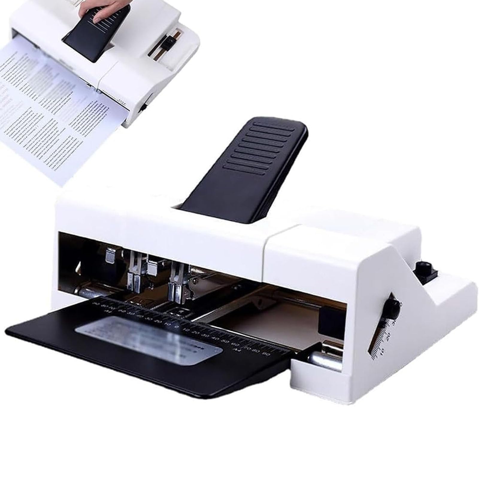 A3/a4 Double Head Stapler, Desktop Stapler with Center Seam Binding Mode, 50 Sheet Binding Capacity, Edge Paper Entry Depth 3-20mm, Center Seam Depth 14-21.5cm, for School, 50ST (A4)