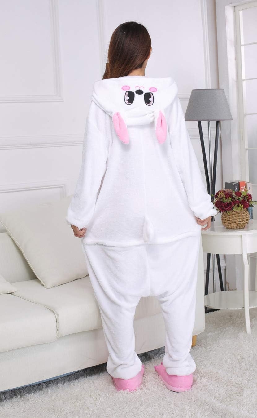 Honeystore Unisex Warm Sleepwear Adult Cosplay Rabbit Pajamas Costume Homewear White M - Image 6