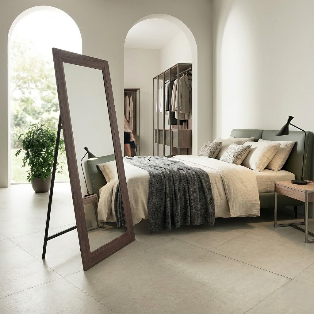 ARHome Specchiera da Terra con Staffa Classic, 180 x 78, Noce, Specchio figura intera, Made in Italy