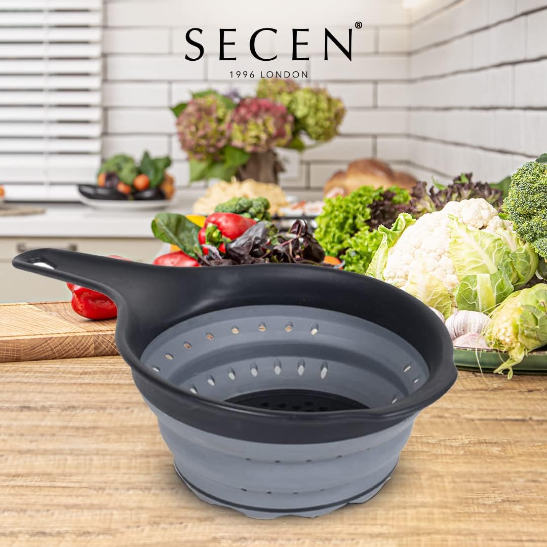 Scolapasta Pieghevole In Silicone - Salvaspazio Per Cucina, Bianco/Grigio - Foto 4