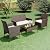 4 Pieces Patio Furniture Sets, Outdoor Wicker Conversation Sets with Soft Cushion and Glass Table, All Weather Manual Rattan Chairs for Garden, Terrace, Porch, Lawn, Poolside, Brown and Beige