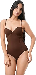 Premium Lingerie Bodysuit Shapewear, Deep V-Neck Bodysuit with Built-In Bra for Women, Tummy Control Body Shaper, All-Day ...