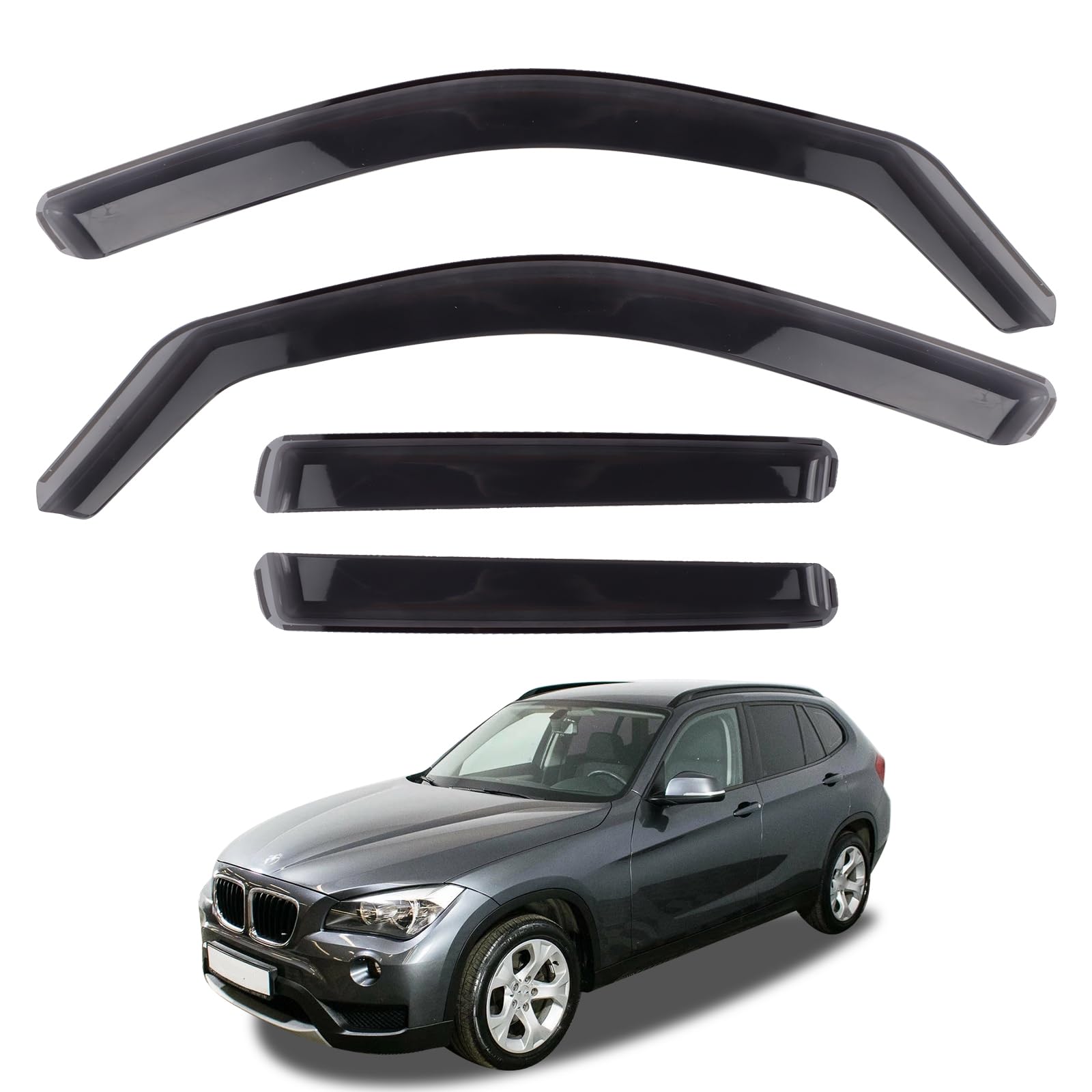 Deflectores de viento Bonryan para B-M-W X1 E84 2009-2015 SUV de 5 puertas, juego de 4 piezas, deflectores de viento y lluvia integrados, protección contra el viento, la lluvia y el sol, fácil