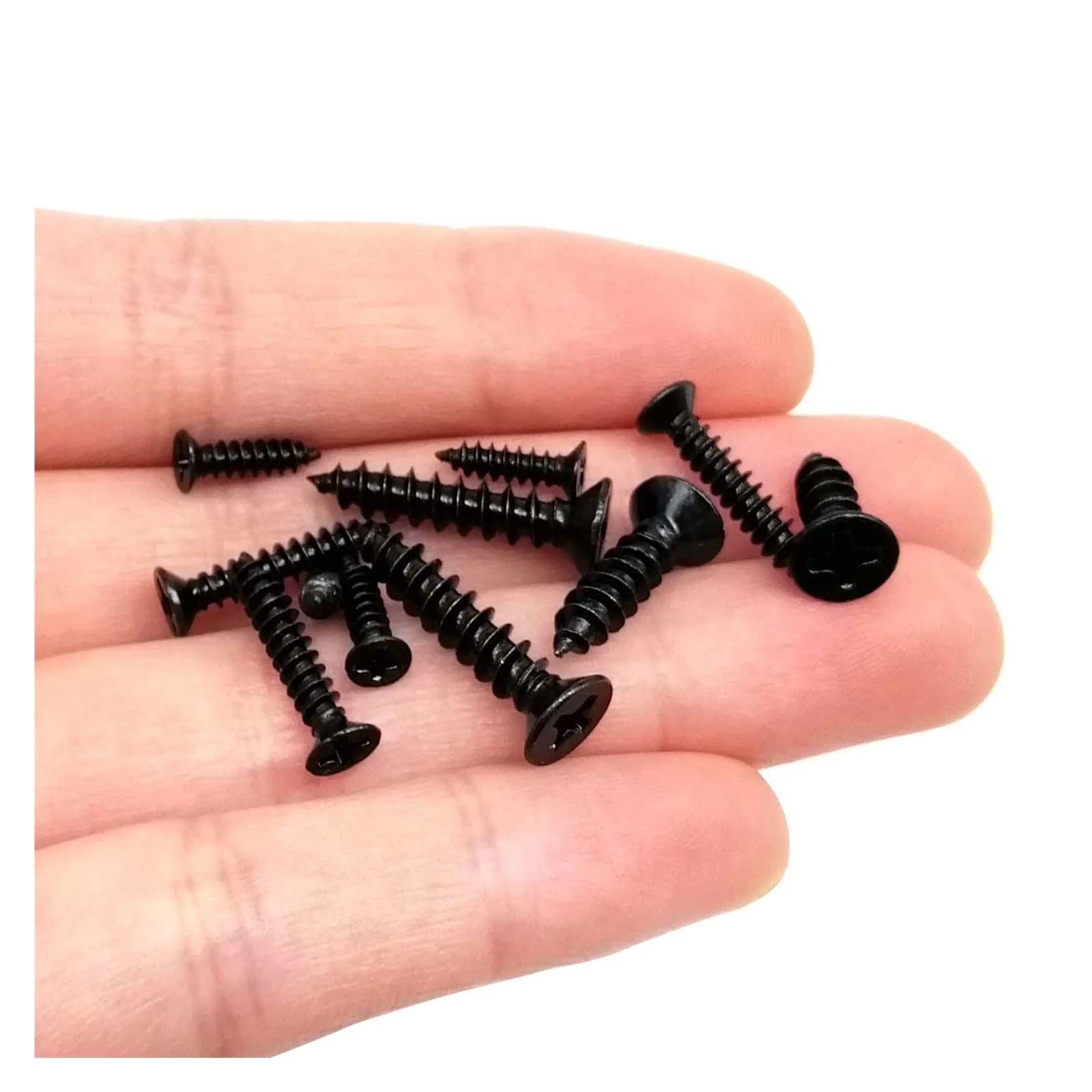 1 Kit de tornillos autorroscantes for madera de cabeza avellanada plana en cruz de acero negro, surtidos M1 M1.2 M1.4 M1.7 M2 M2.6M3 M4(Set D 2010pcs)