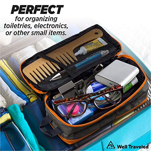 Well Traveled Toiletry Bag for Makeup, Shaving Kit, Cosmetics, Electronics Case for Men, Women (Fire)2