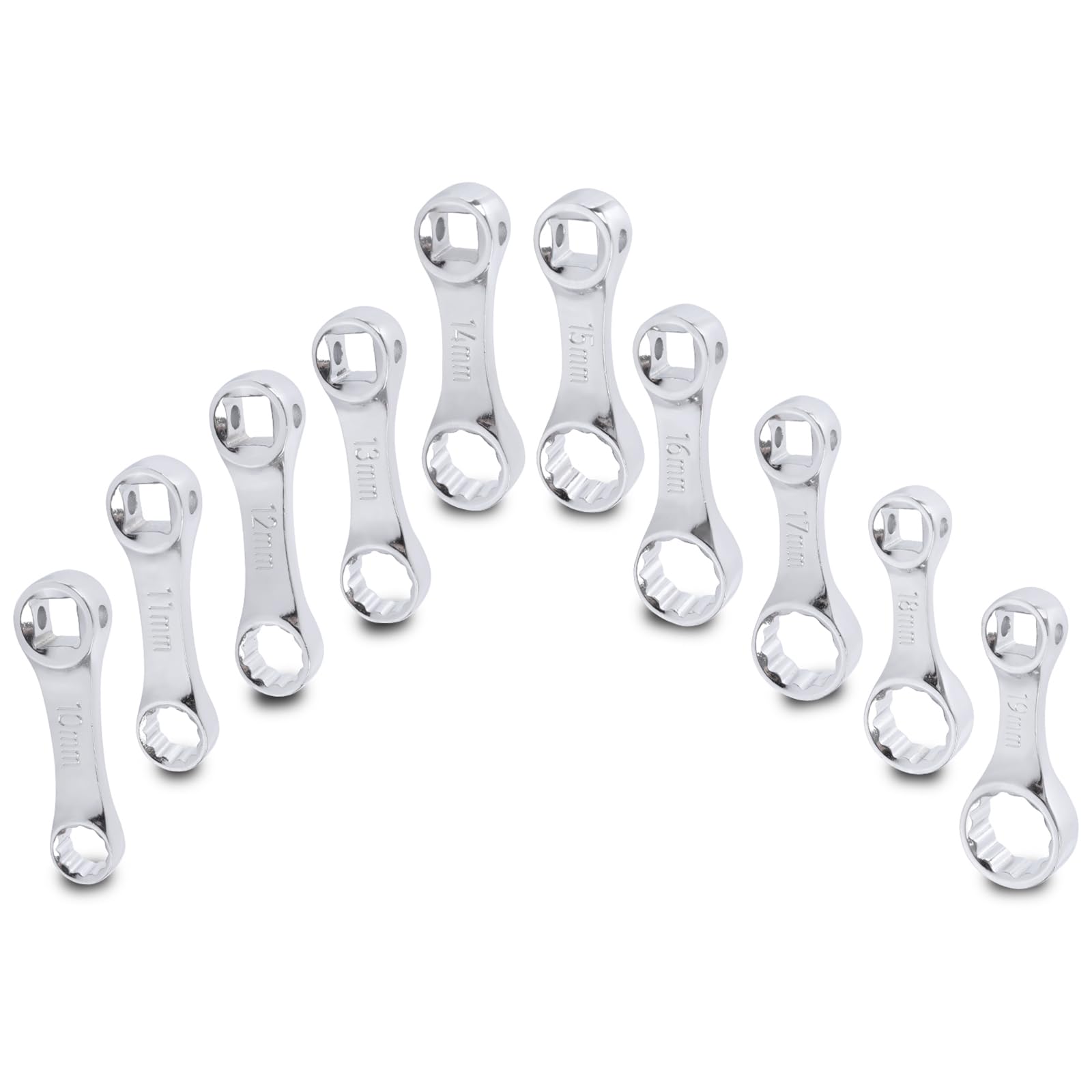 TECPO Lot de 10 adaptateurs de couple 3/8" avec rallonge à 12 pans pour clé polygonale de 10 à 19 mm, adaptateur de couple pour clé dynamométrique