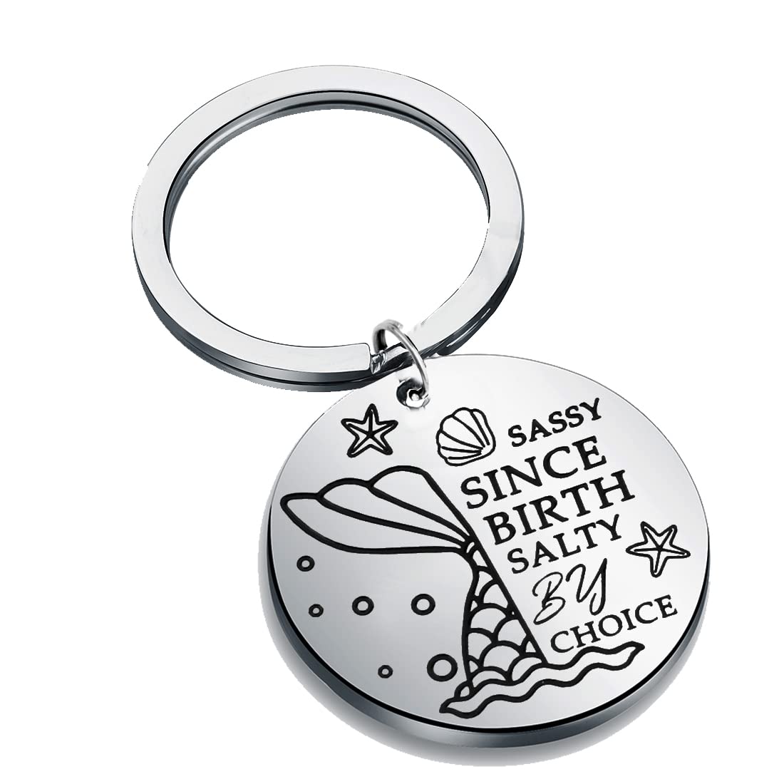 Mermaid Sassy Since Birth Salty By Choice Key Ring Beach Lover Gift