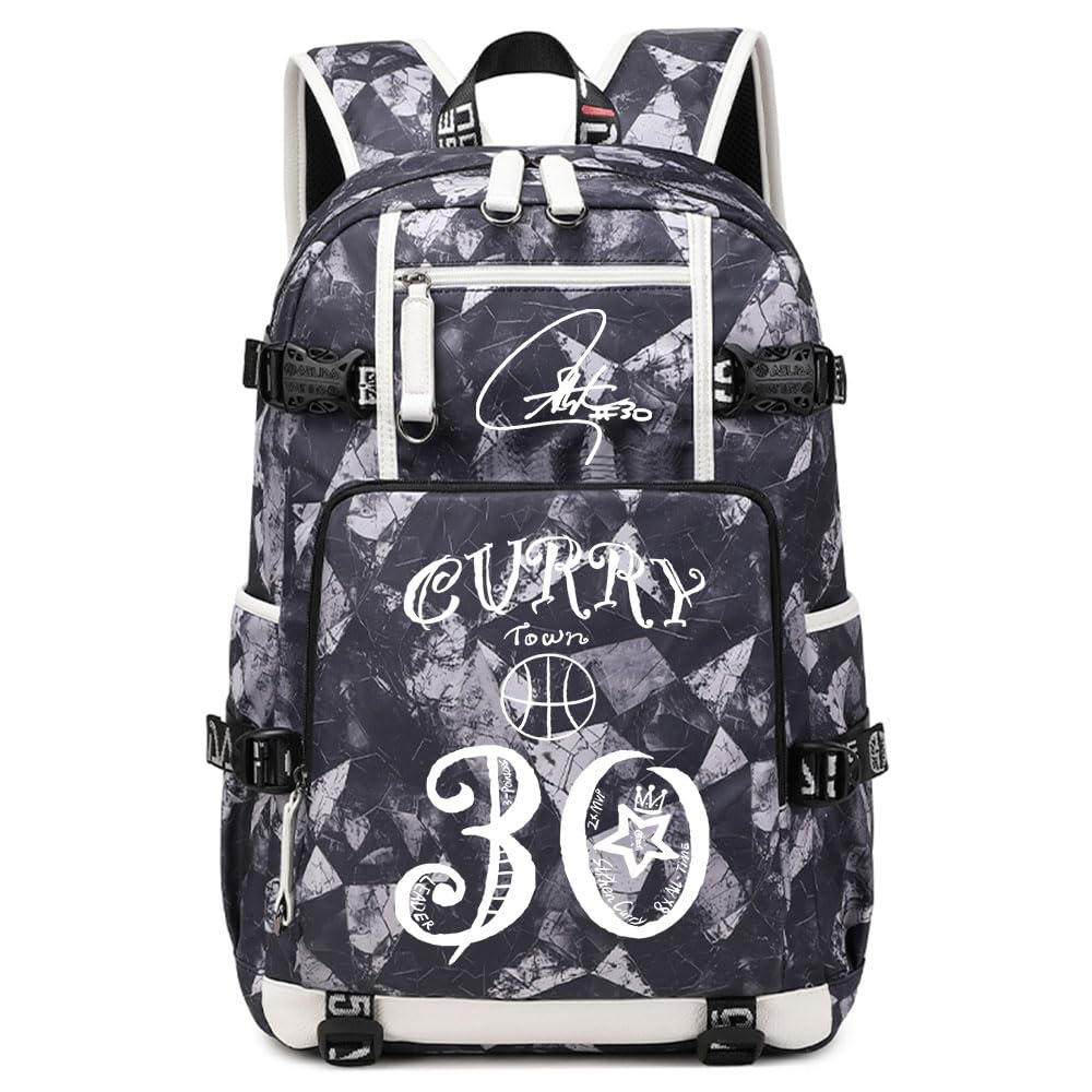 Basketball Players 30 Students Backpacks Men And Women Laptop Backpacks Ultra-Light Travel Bag Fan Book Bag (Black and White2)