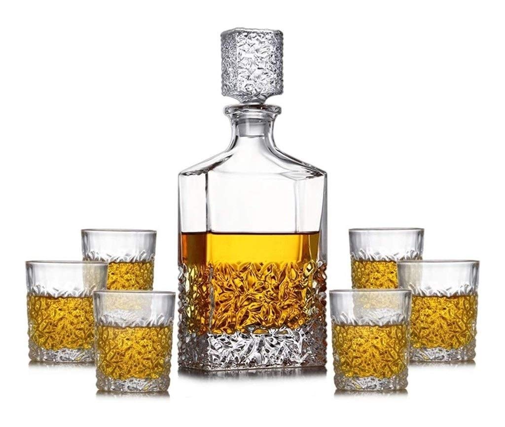 Stojak na butelki Stojak na wino Uchwyt na kieliszki do wina Karafka do whisky Zestaw szklanek 7 szt. 100% bezołowiowe szklane kubki ze szklaną pokrywą Butelka wina 850 ml Do domu Restauracje i impr