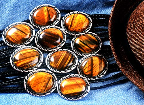 Image of Moranse Bolo Tie with Natural Tiger Eye Stone Celtic Style Genuine and Cowhide Rope