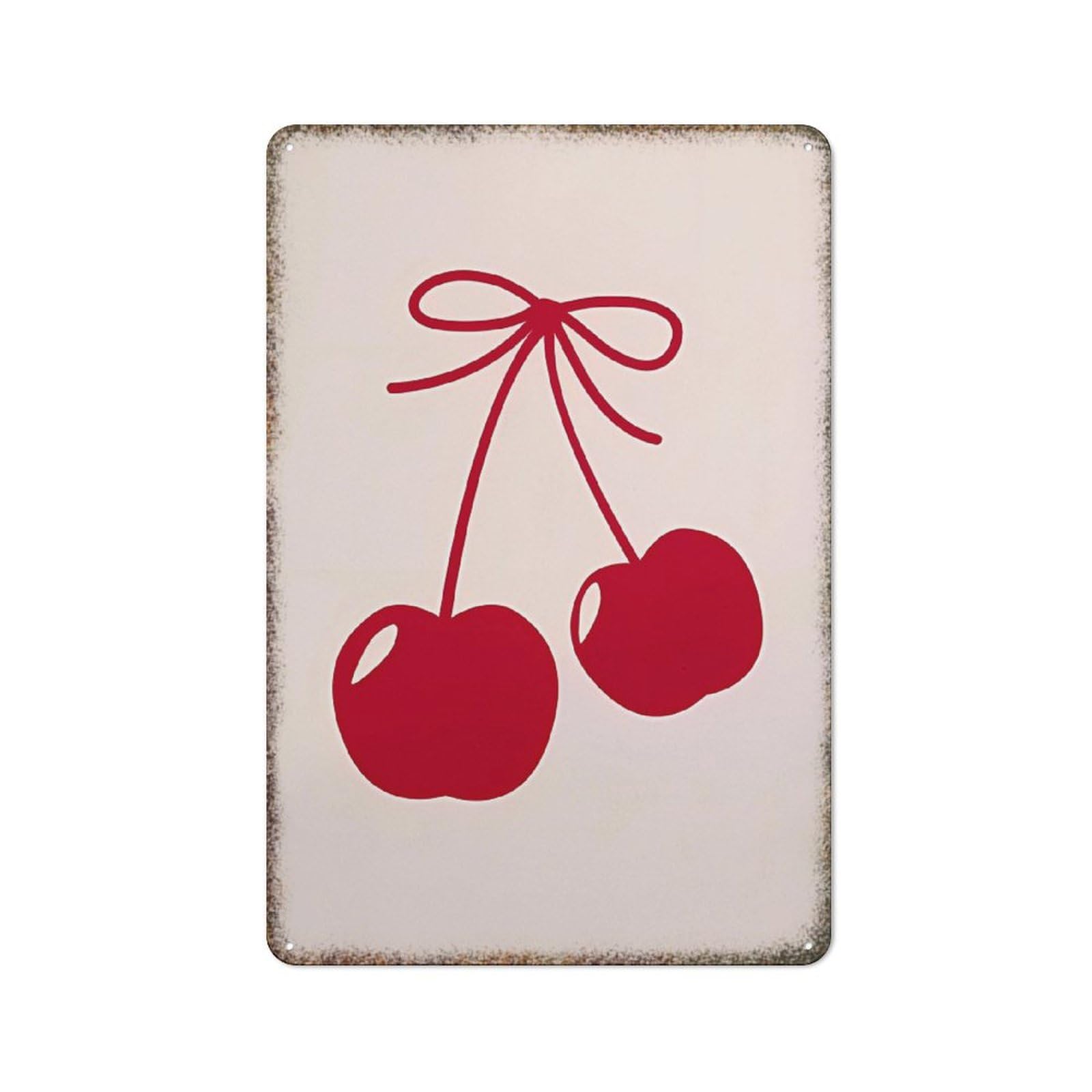 Fashion Coquette Style Cherry Fruit Retro Metal Sign Man Cave Farmhouse Household Art Wall Decor 8x12 Inch
